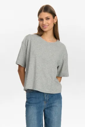 NUHUBY T-SHIRT - Medium Grey mel Relaxed Silhouette YarnBlend