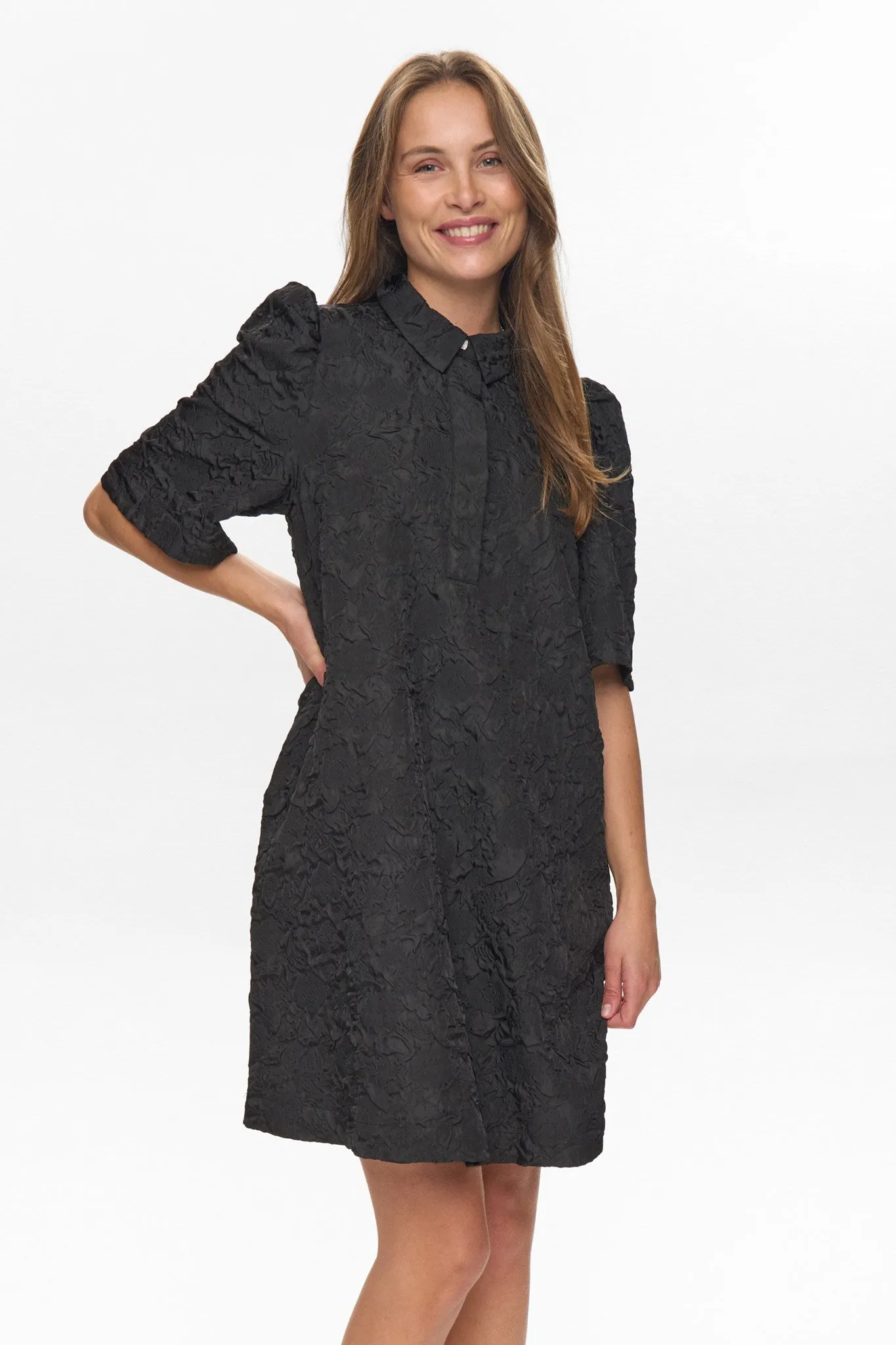 Sleek and Flattering NUHUDA DRESS - Caviar