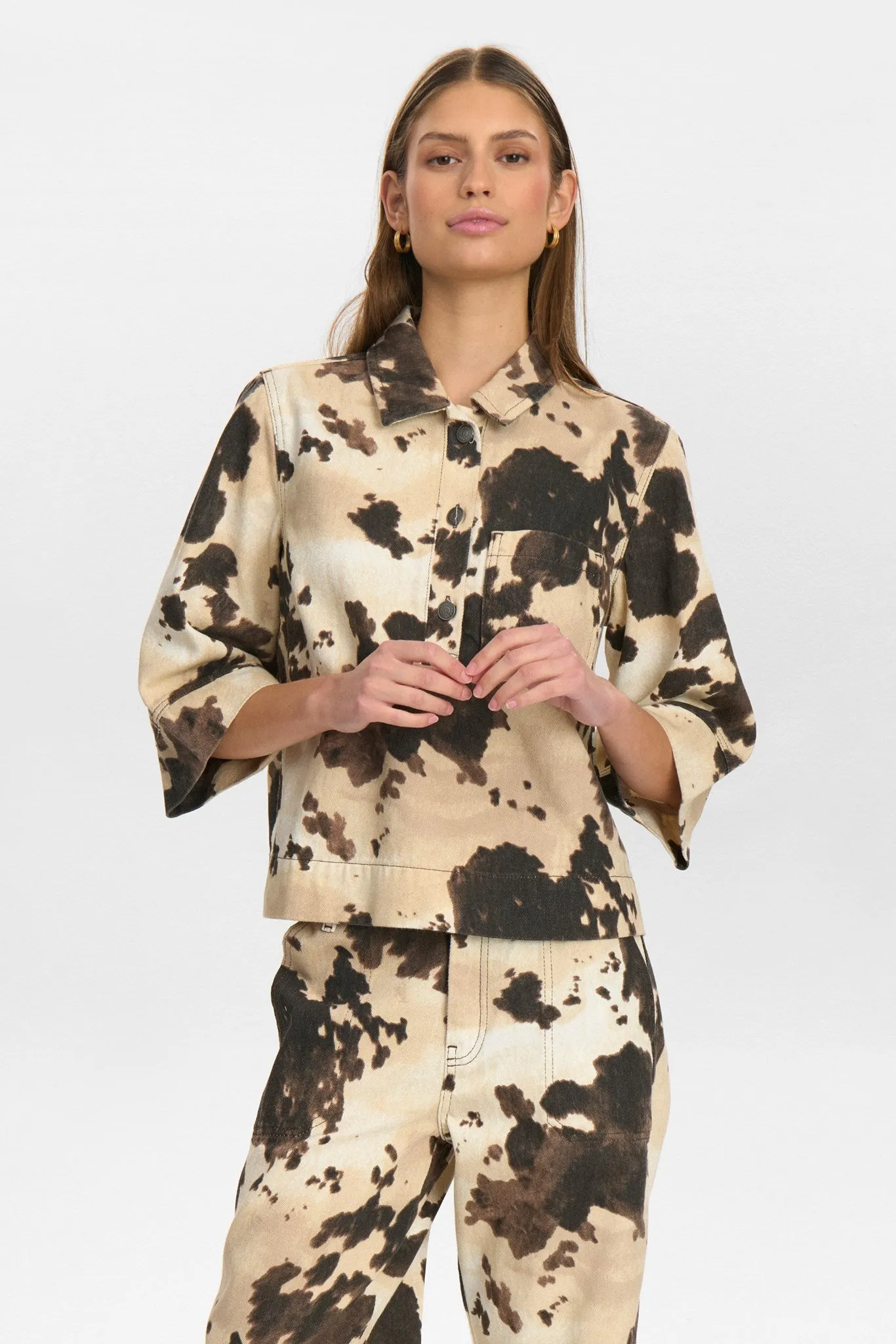 NUIVY SHIRT - Gray Morn ButtonFront Antimicrobial Finish