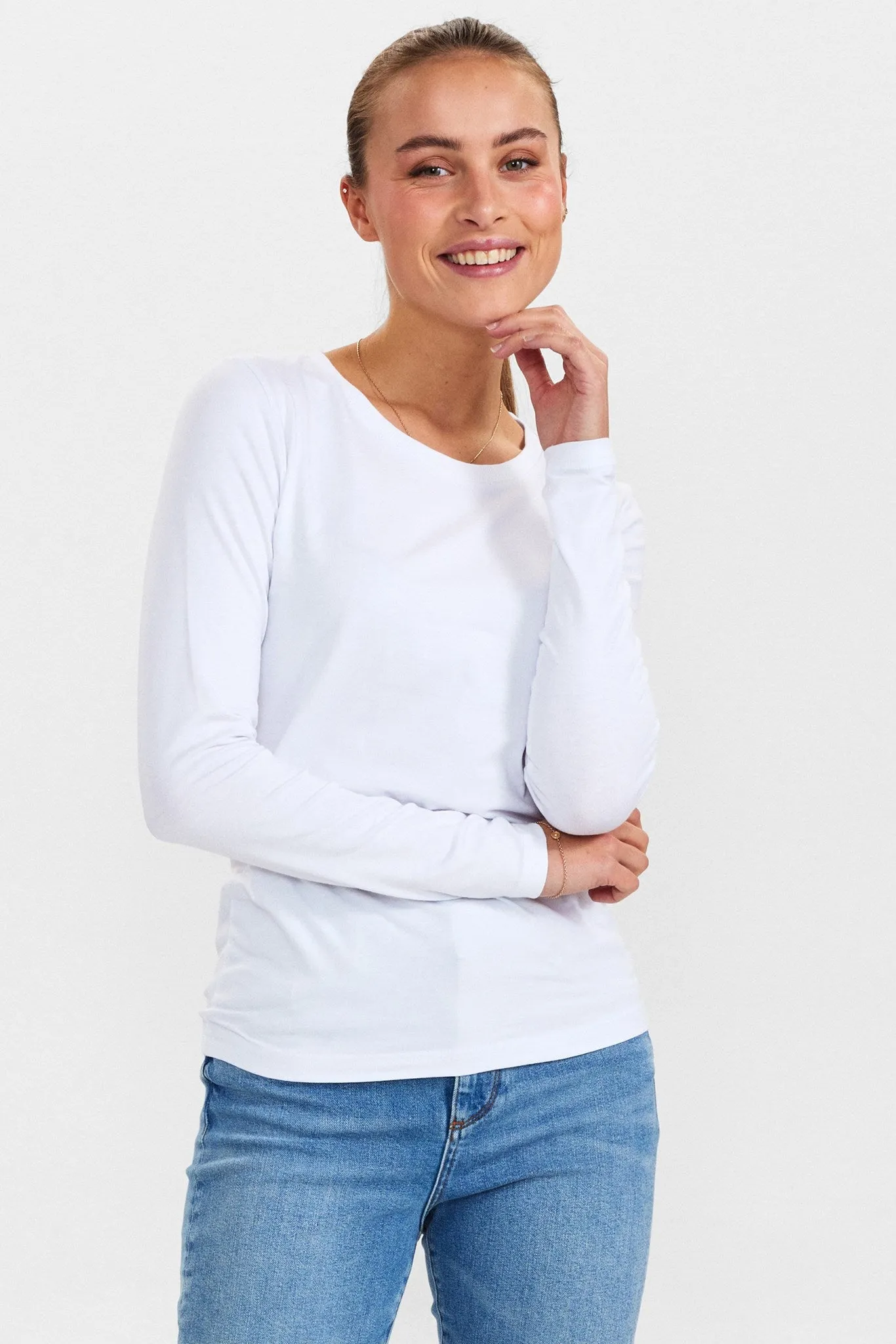 NUKAZUMI LS BLOUSE  - Bright White Petal Sleeve Architecture Raglan Sleeve