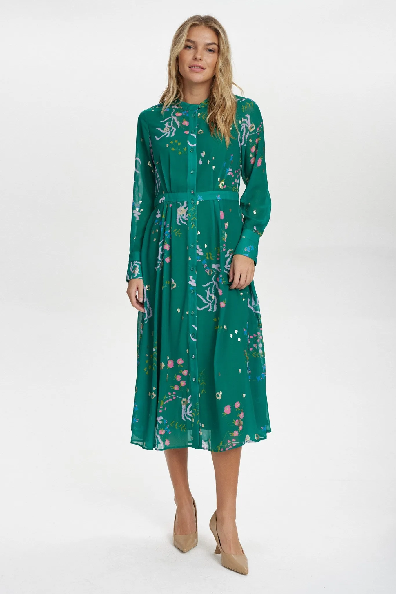 Stylish Feel Patterned-Fabric NUKYNDALL NEW DRESS - Ultramarine Green