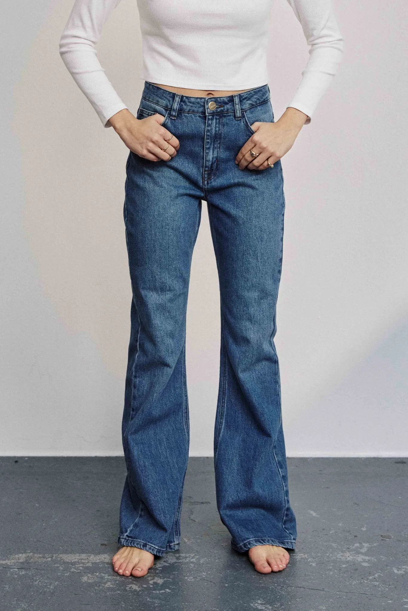 Low Maintenance Denim NULONDON JEANS LONG - Med. Blue Washed Denim
