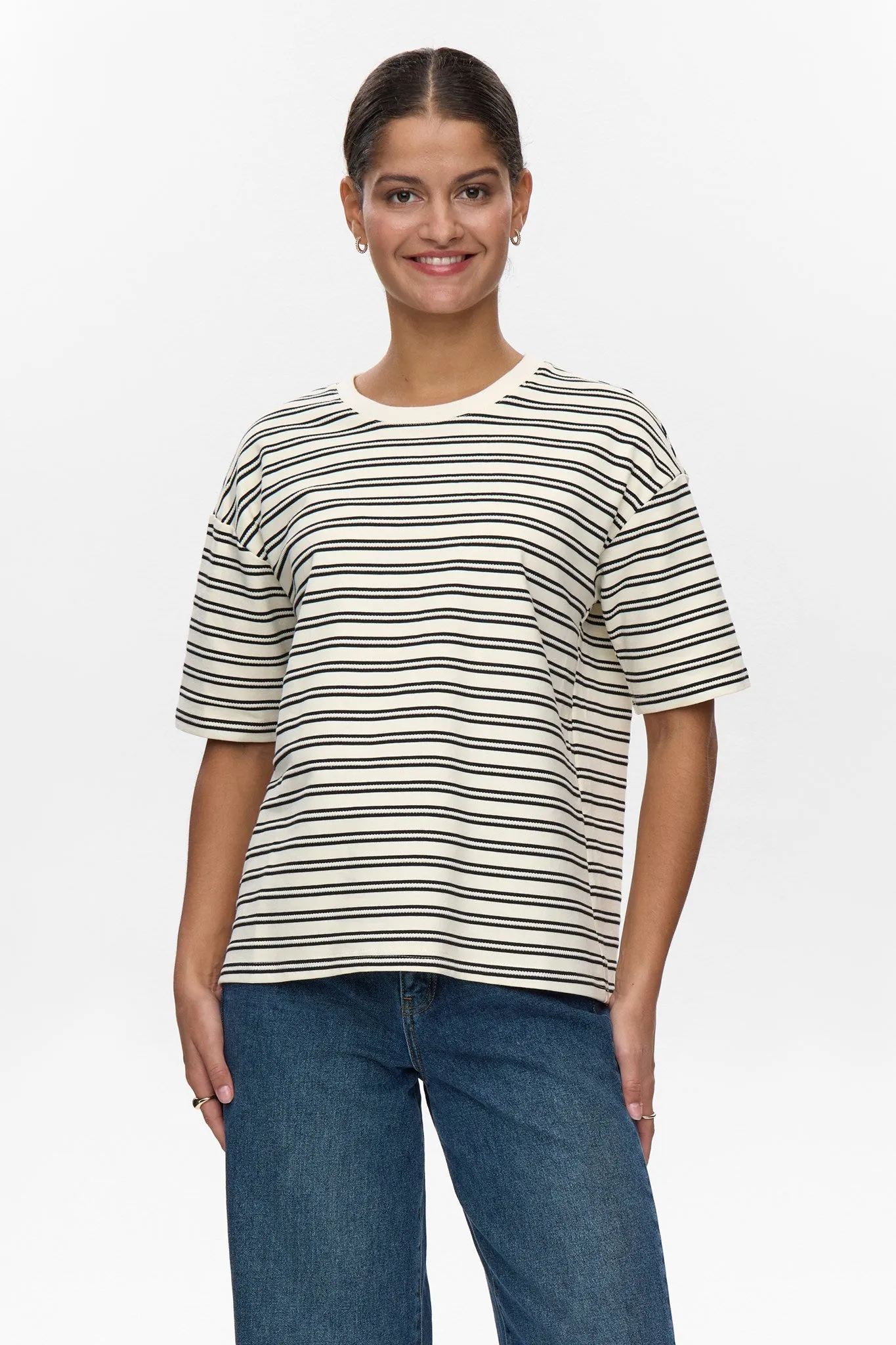 SecurePockets RibbedCuff NUMACIE T-SHIRT - Cloud Dancer