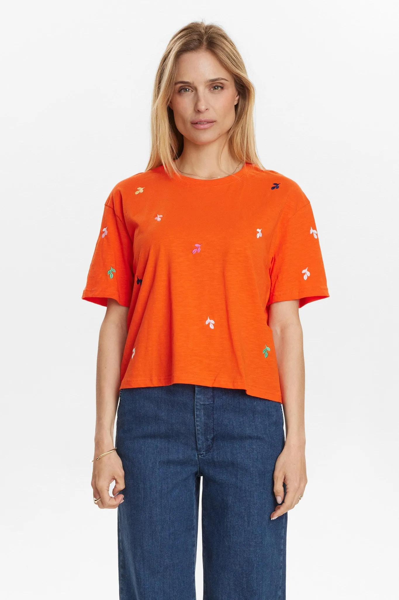 NUMIRELLO BOXY T-SHIRT - GOTS - Cherry Tomato Fade Resistant Coating