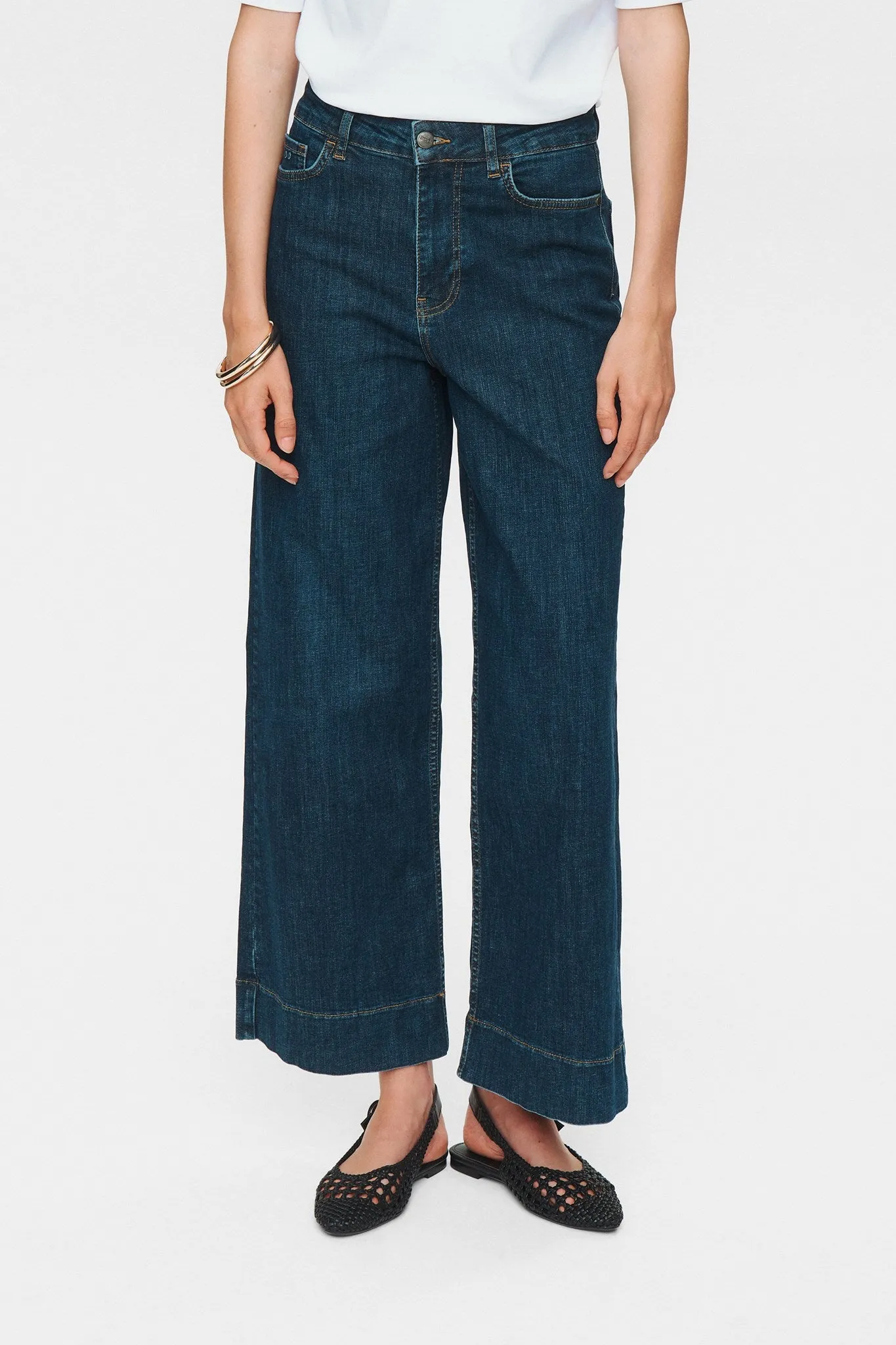 NUPARIS CROPPED JEANS - DARK BLUE - Dark Blue Denim Relax Mode