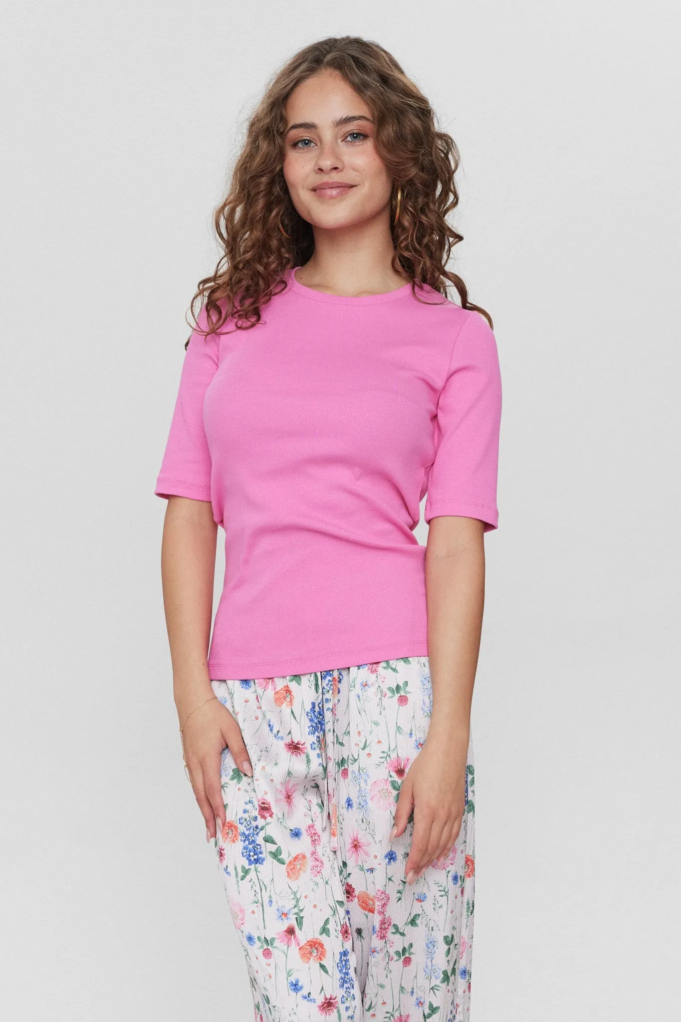 Stretch Fit Engineering Soft Pullover NURILEY TEE - Pink Cosmos