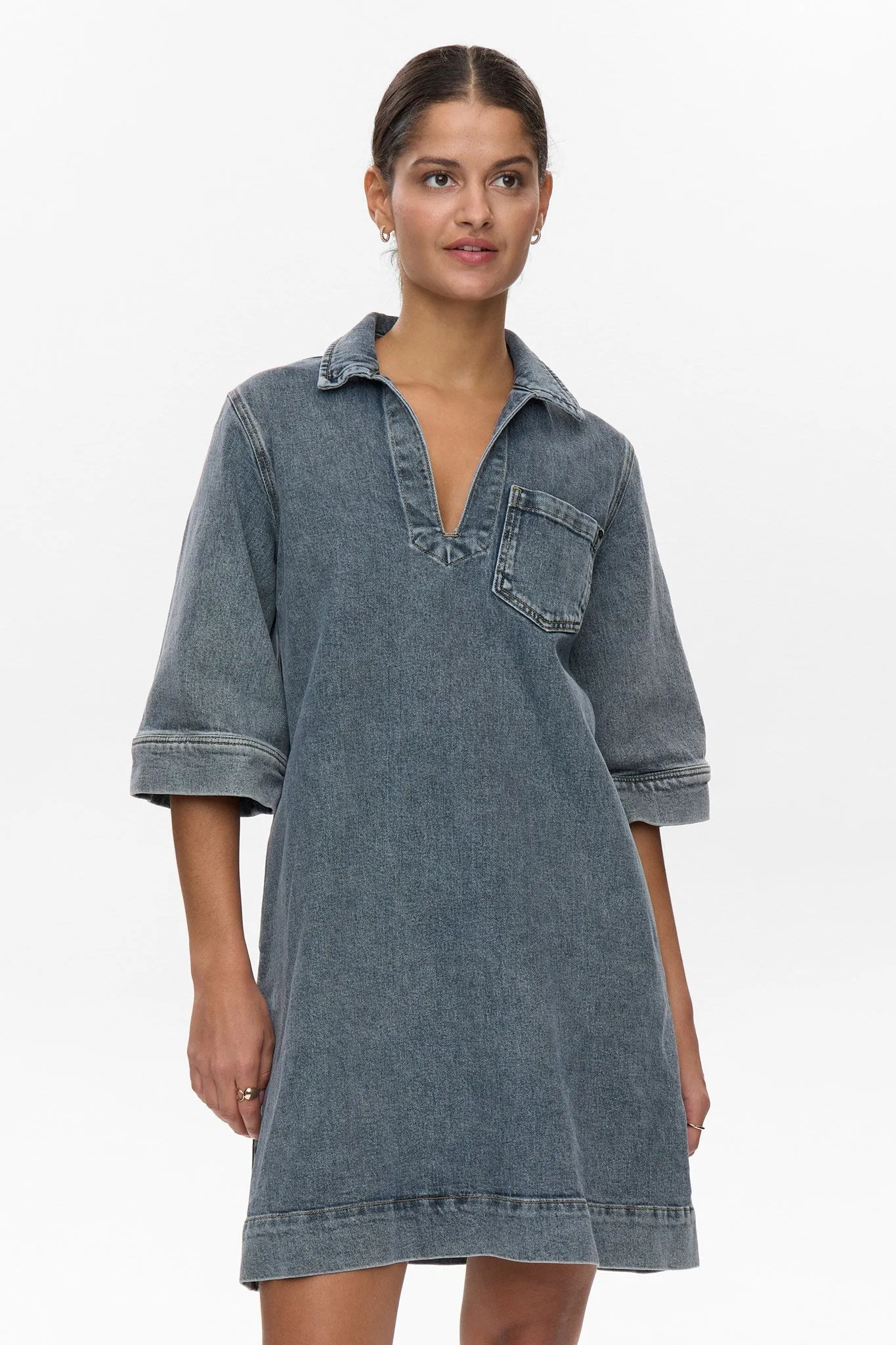 Cotton Touch NUTORONTO DRESS - Med. Blue Washed Denim