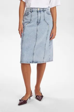NUTORONTO MIDI SKIRT  - Light Blue Denim NoBuckleDesign Breathable Wearable
