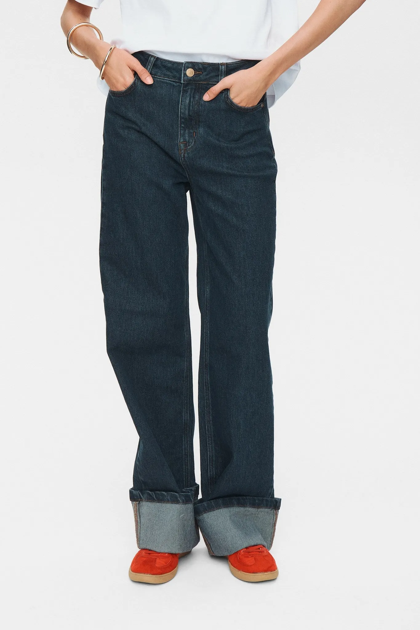 Fall Outfit NUTORONTO WIDE JEANS - Dark Denim Blue