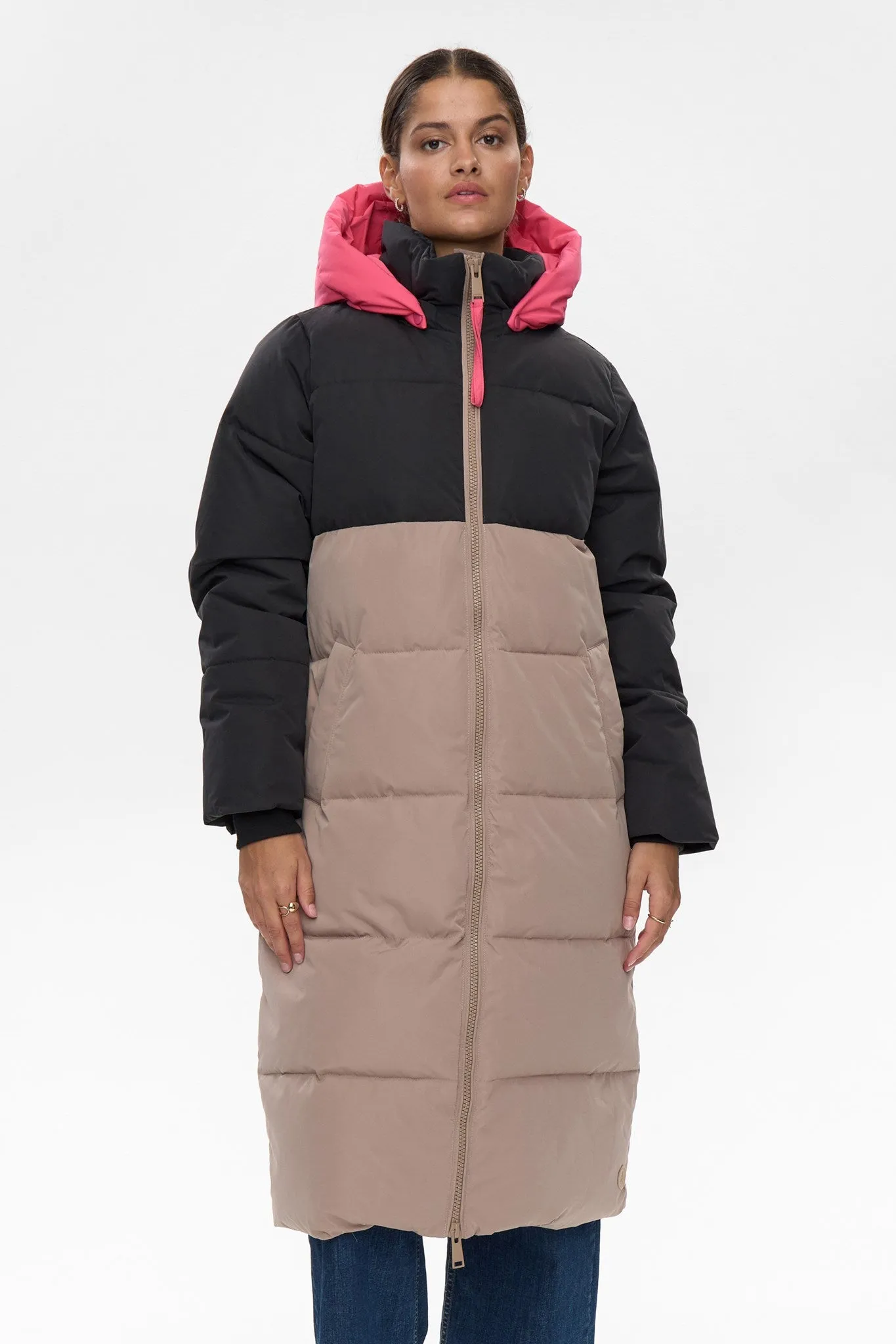 Anti Glare Trim NUTRIANE LONG JACKET - Taupe Gray