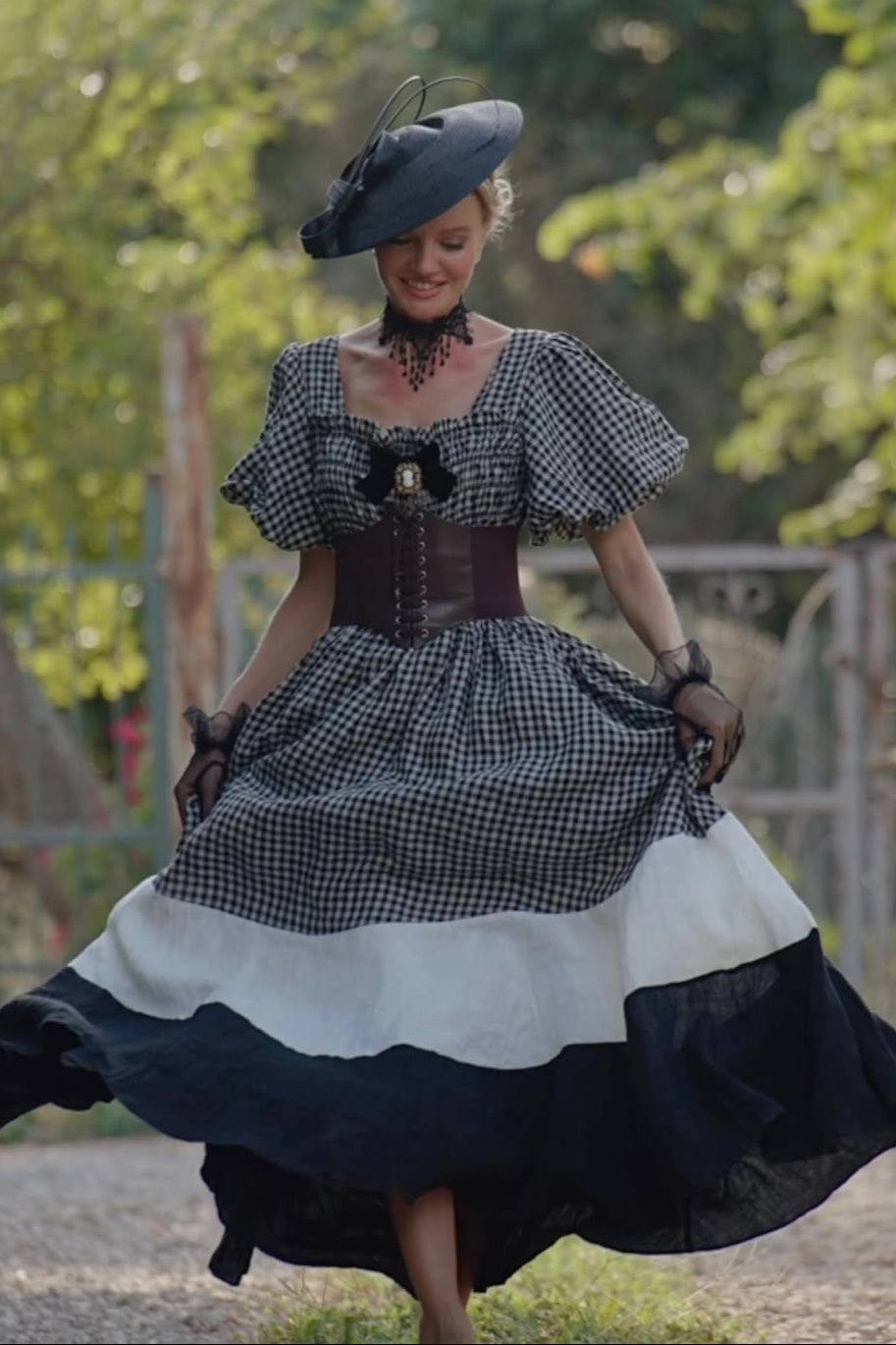 Ocean 15 | smocking linen dress Layer Piece High Collar