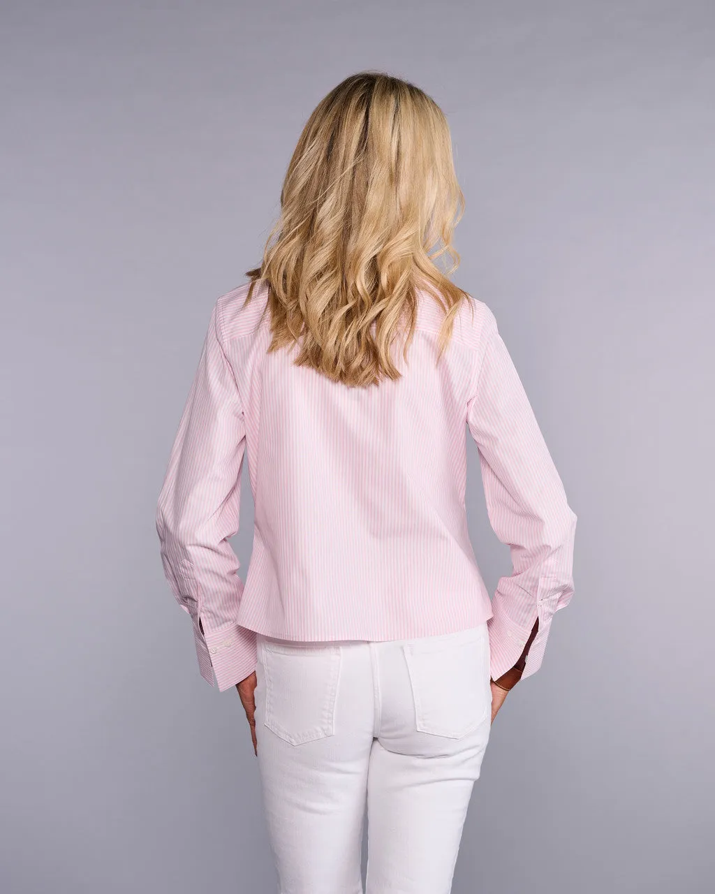 Claridge & King The Crop - Tea Rose Stripe Light Deflection Fabric Metallic Fiber Blend