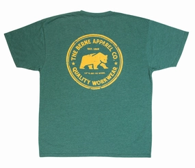 Berne Mens Pine Cotton Blend Badge Tee S/S Breathable Yarn Composition Casual Comfort Top