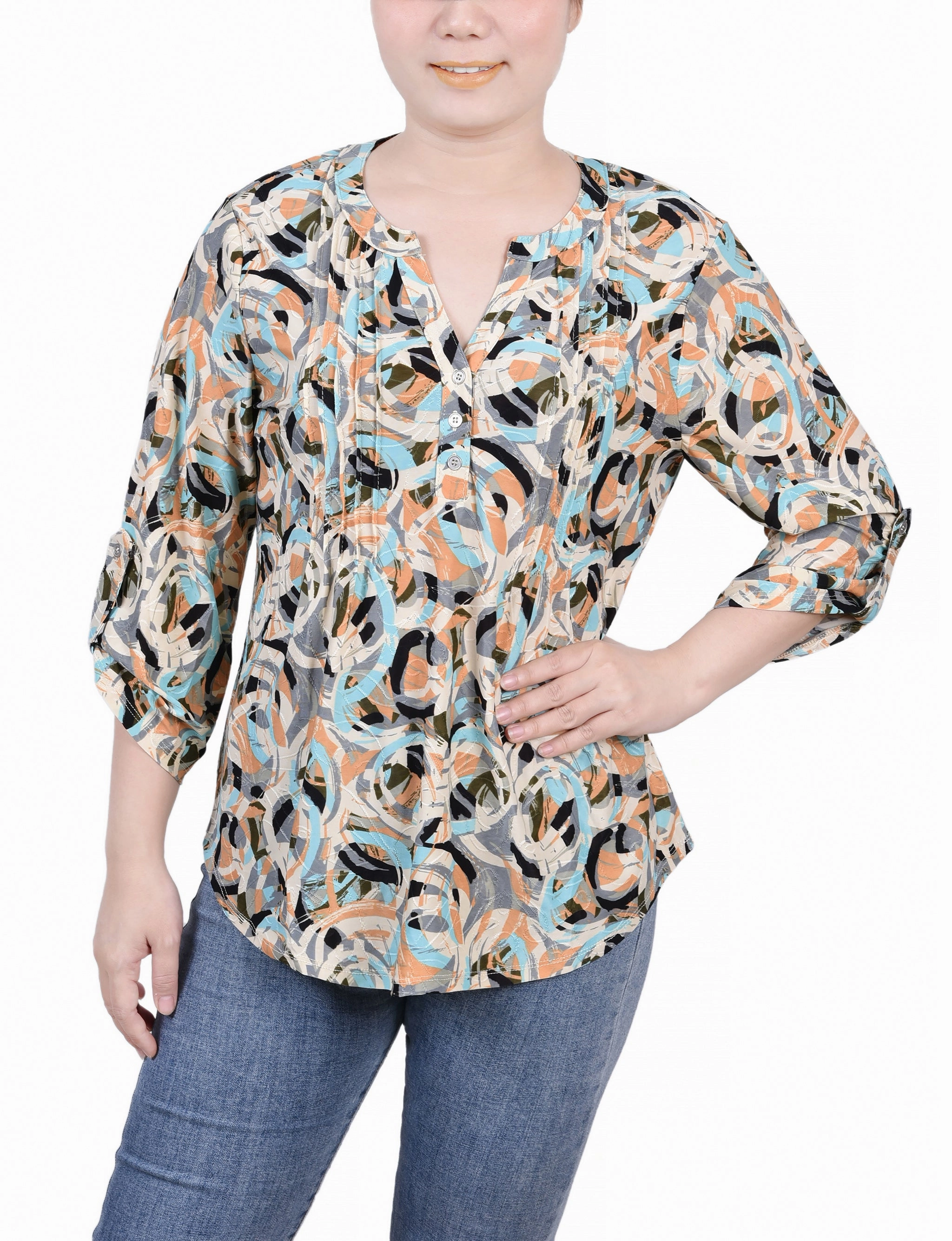 3/4 Roll Tab Pullover Top UVProtection Multi Way Adjustable Fit