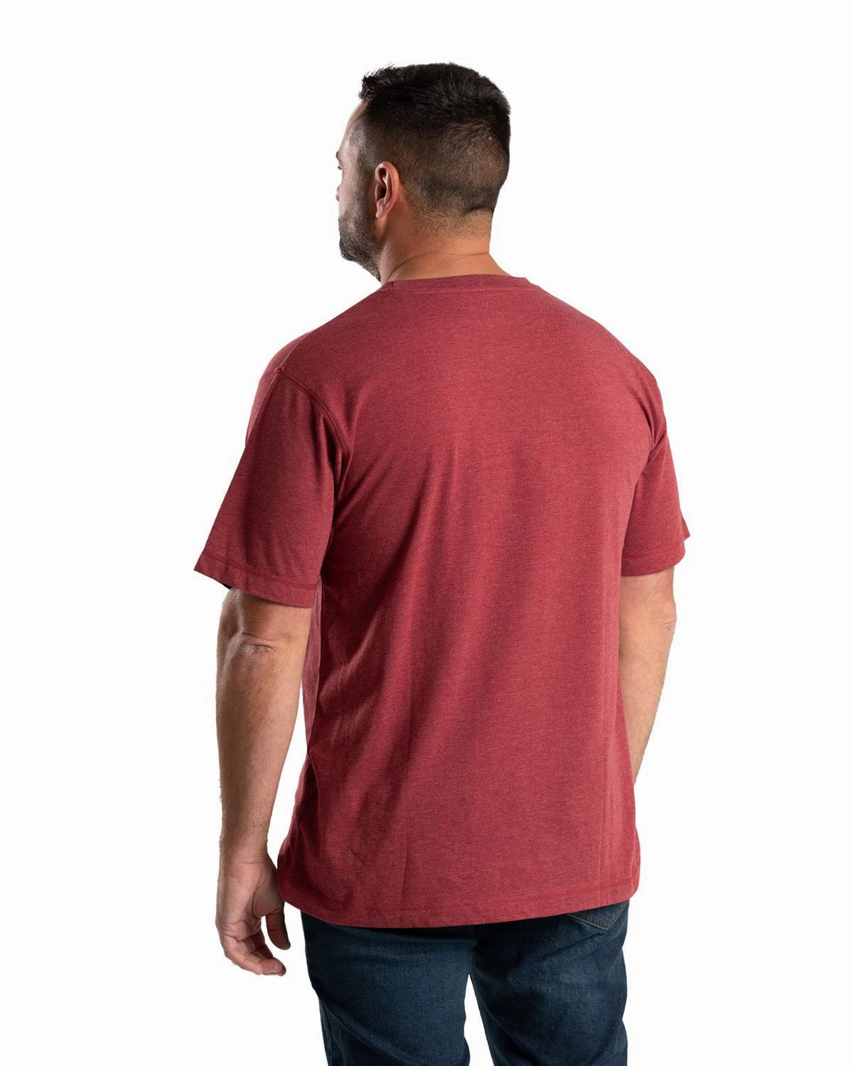 Berne Mens Big Bear Barn Dark Red Cotton Blend S/S T-Shirt Urban Fit QuickDry
