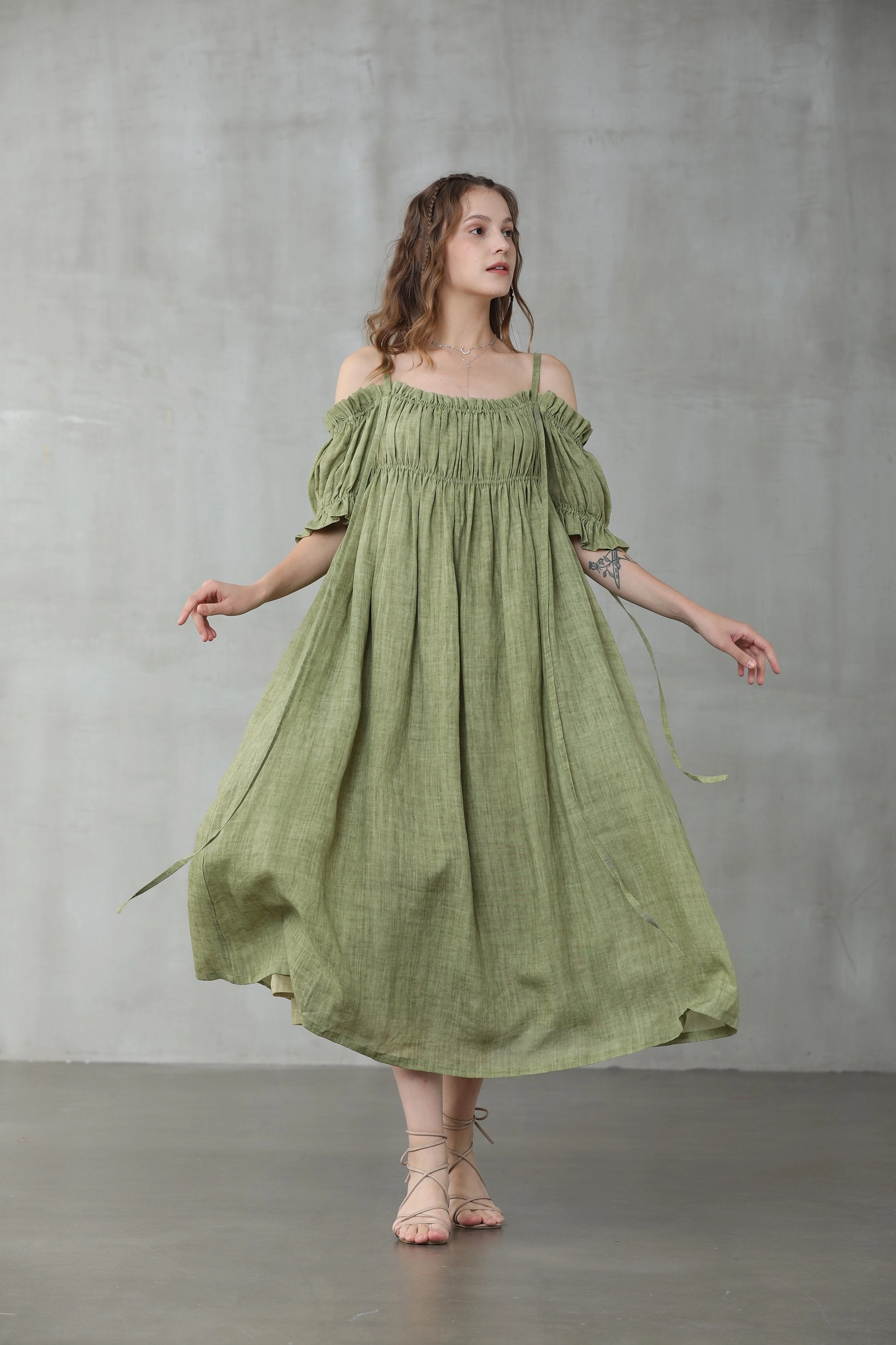Multi Panel La Luna 11 | old lace linen dress