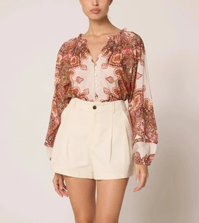 Alicia Blouse | Foulard Paisley Roll Up Sleeve System VentilatedArmholes