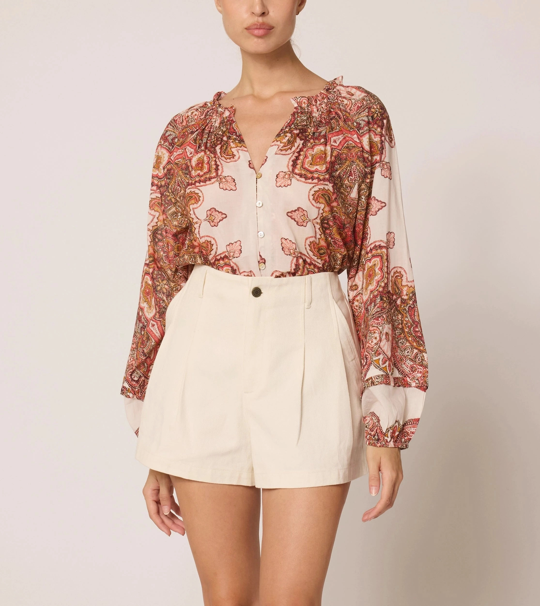 Alicia Blouse | Foulard Paisley Roll Up Sleeve System VentilatedArmholes