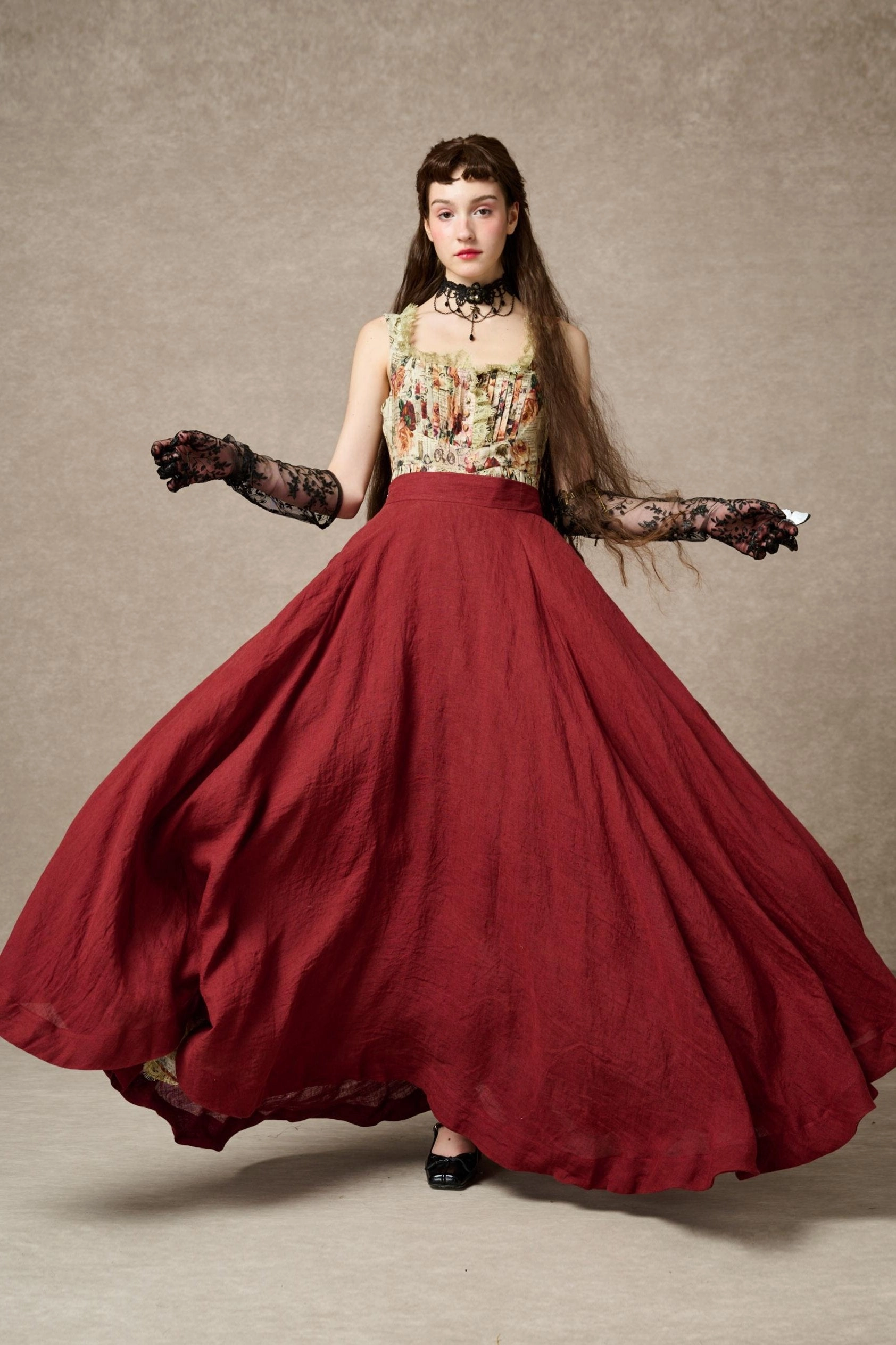 Cherry 22 | maxi linen skirt HighDensity Weave Light Weight