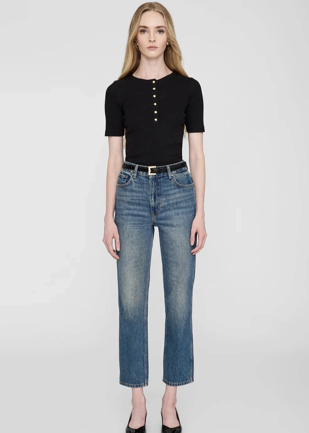 Anine Bing Alessia Tee Multi Panel Cut All-Purpose Wear