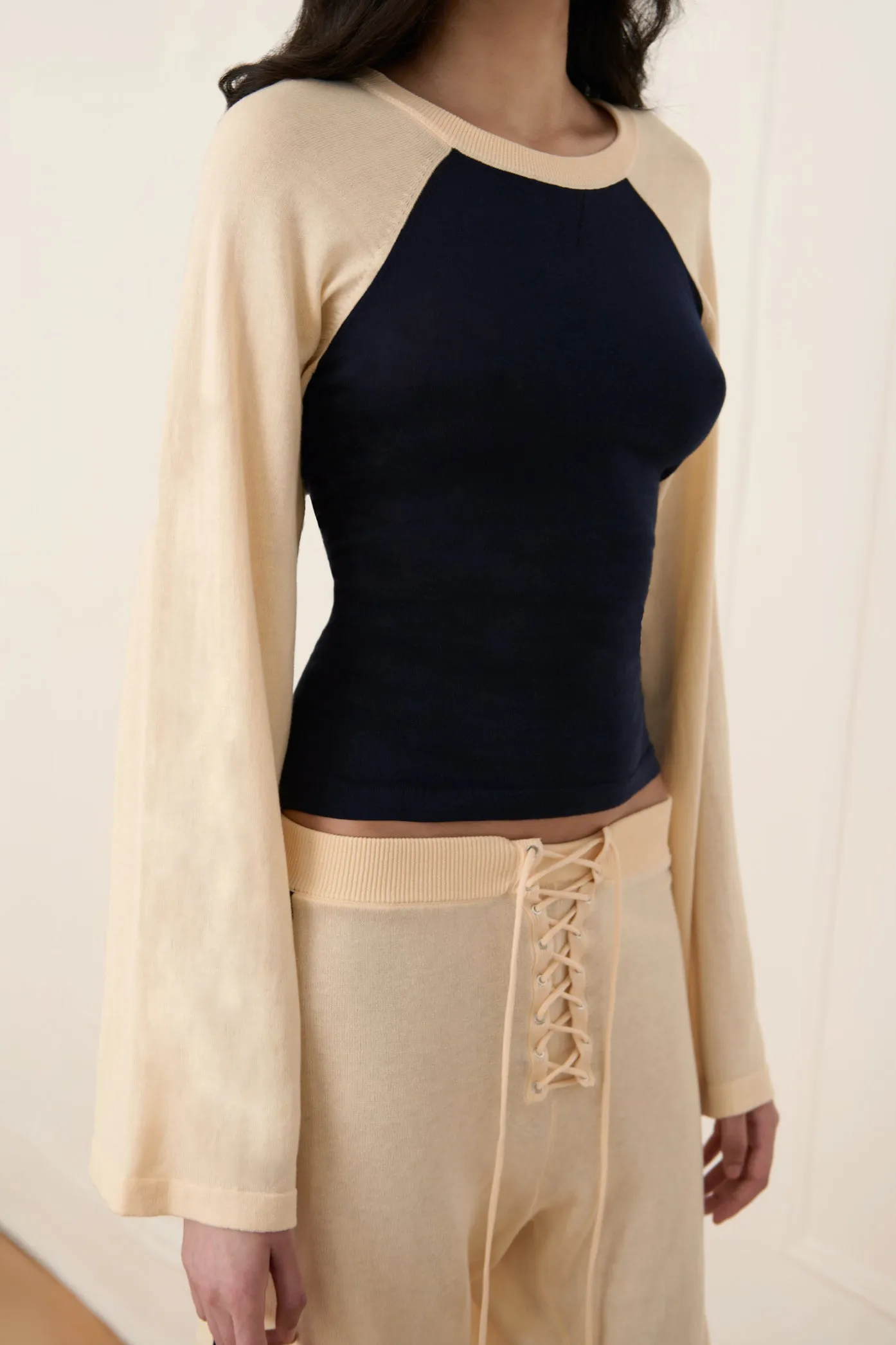 Off-Season Knitted Raglan Shirt Soft-Lining