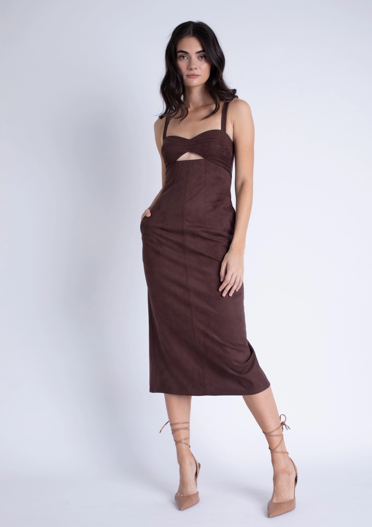 Warm-Layer Wardrobe-Staple Olivia Suede Midi Dress