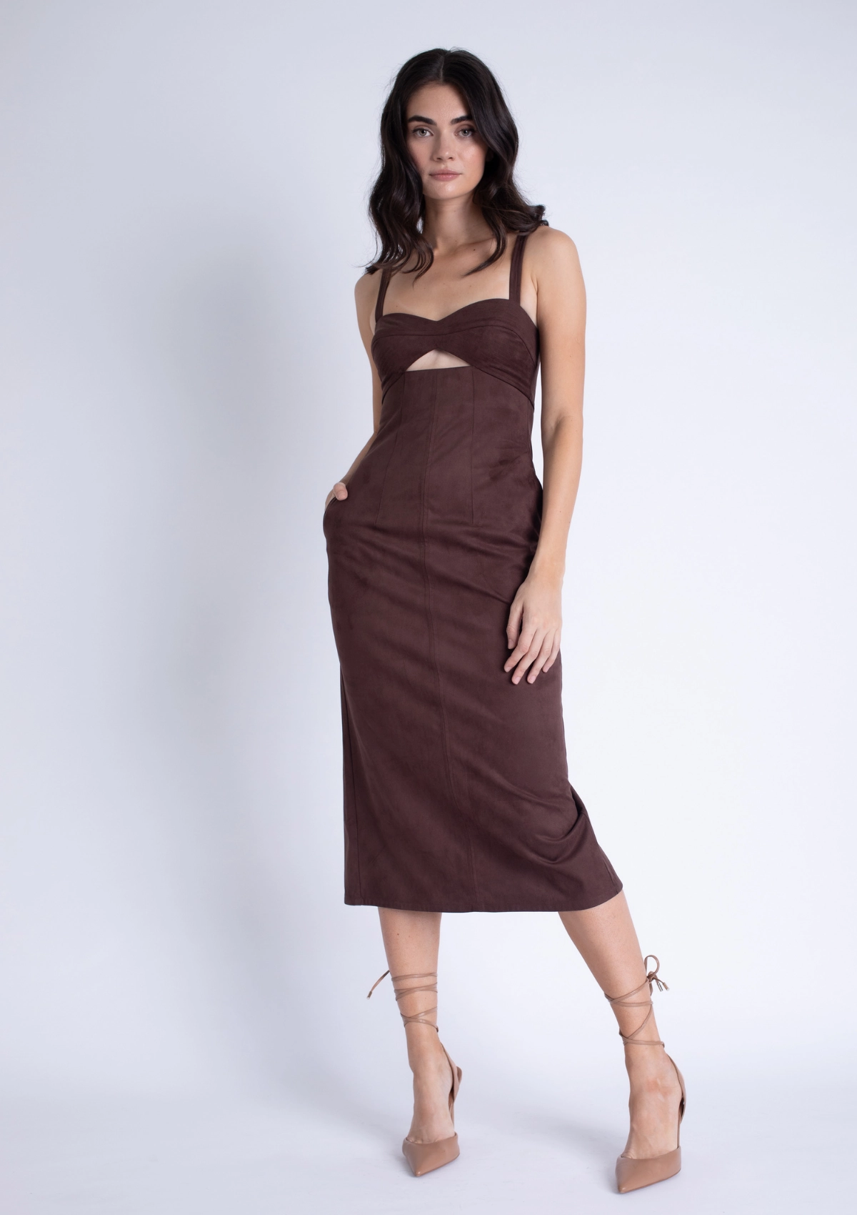 Night Vibes Versatile Fit Olivia Suede Midi Dress
