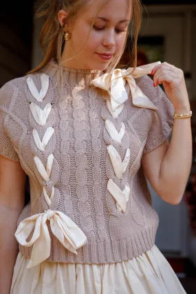 On My Way Home Sweater Vest-Taupe Textured Weave