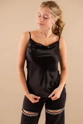 One Less Worry Top-Black Temperature Regulating Fibers Double Stitched Hem