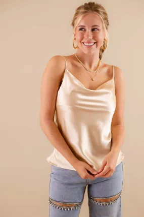 One Less Worry Top-Champagne Layered Hemline Smooth Stitching