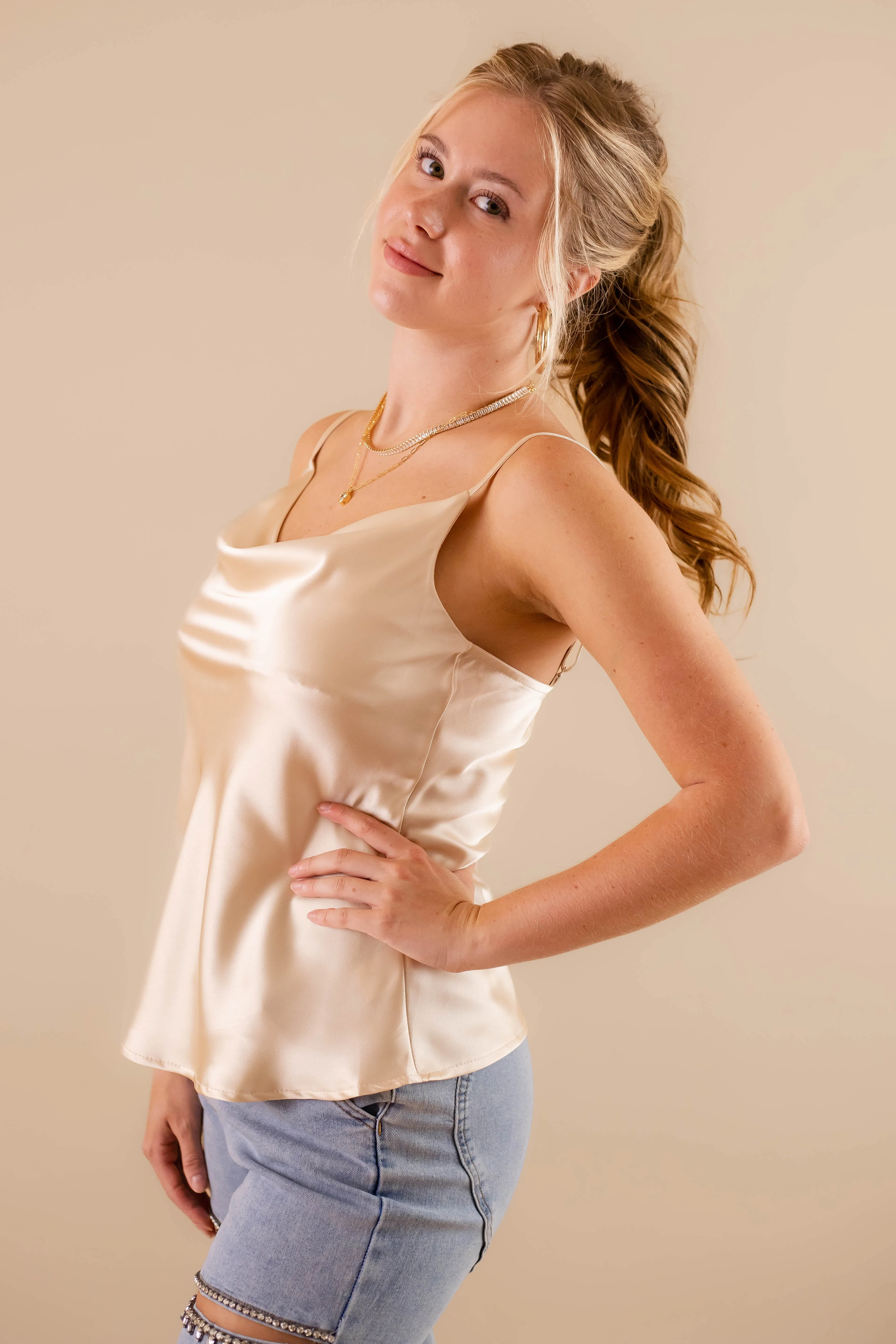 Comfy Layer One Less Worry Top-Champagne