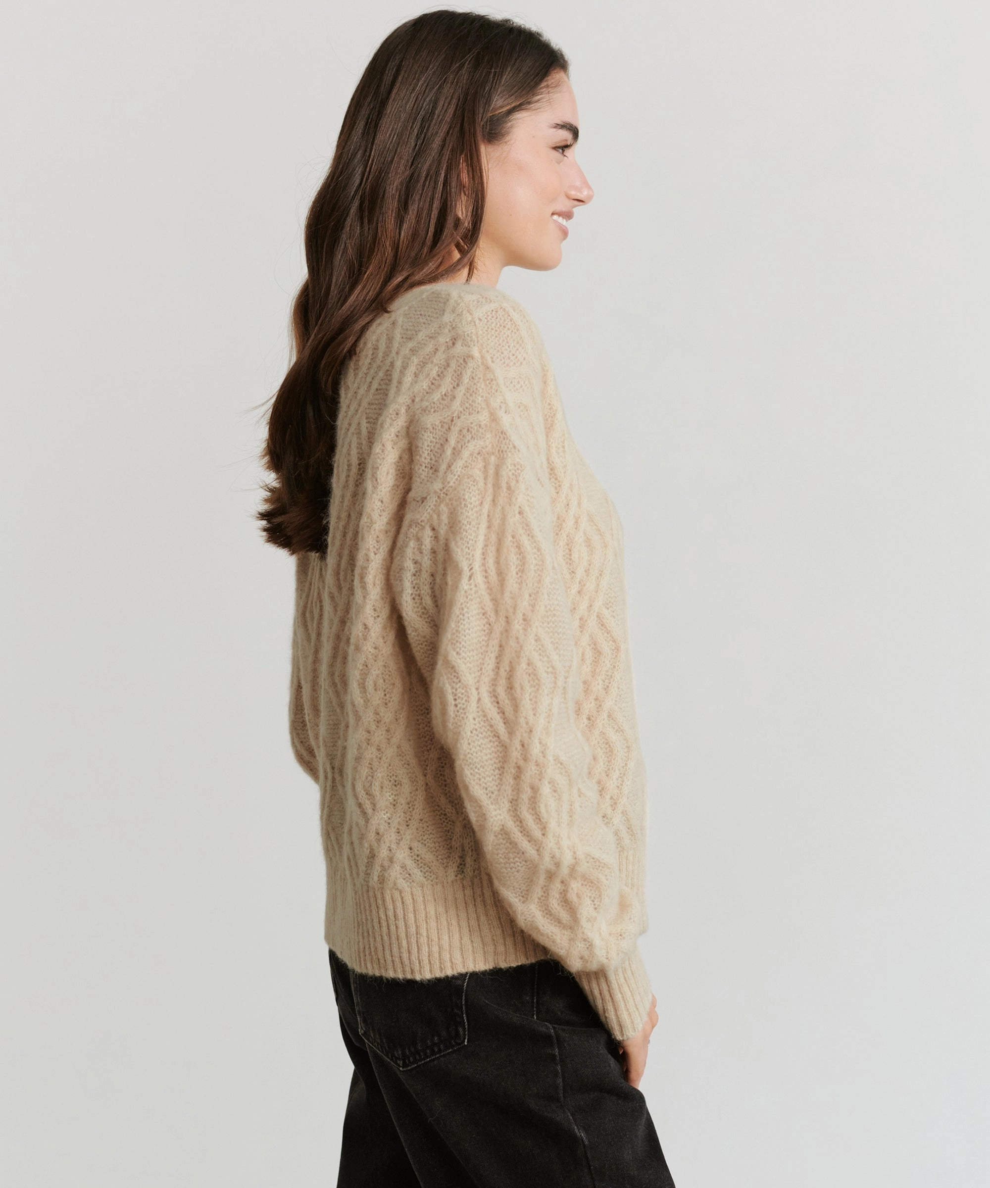 Cozy Layer Cable Crewneck Cardigan