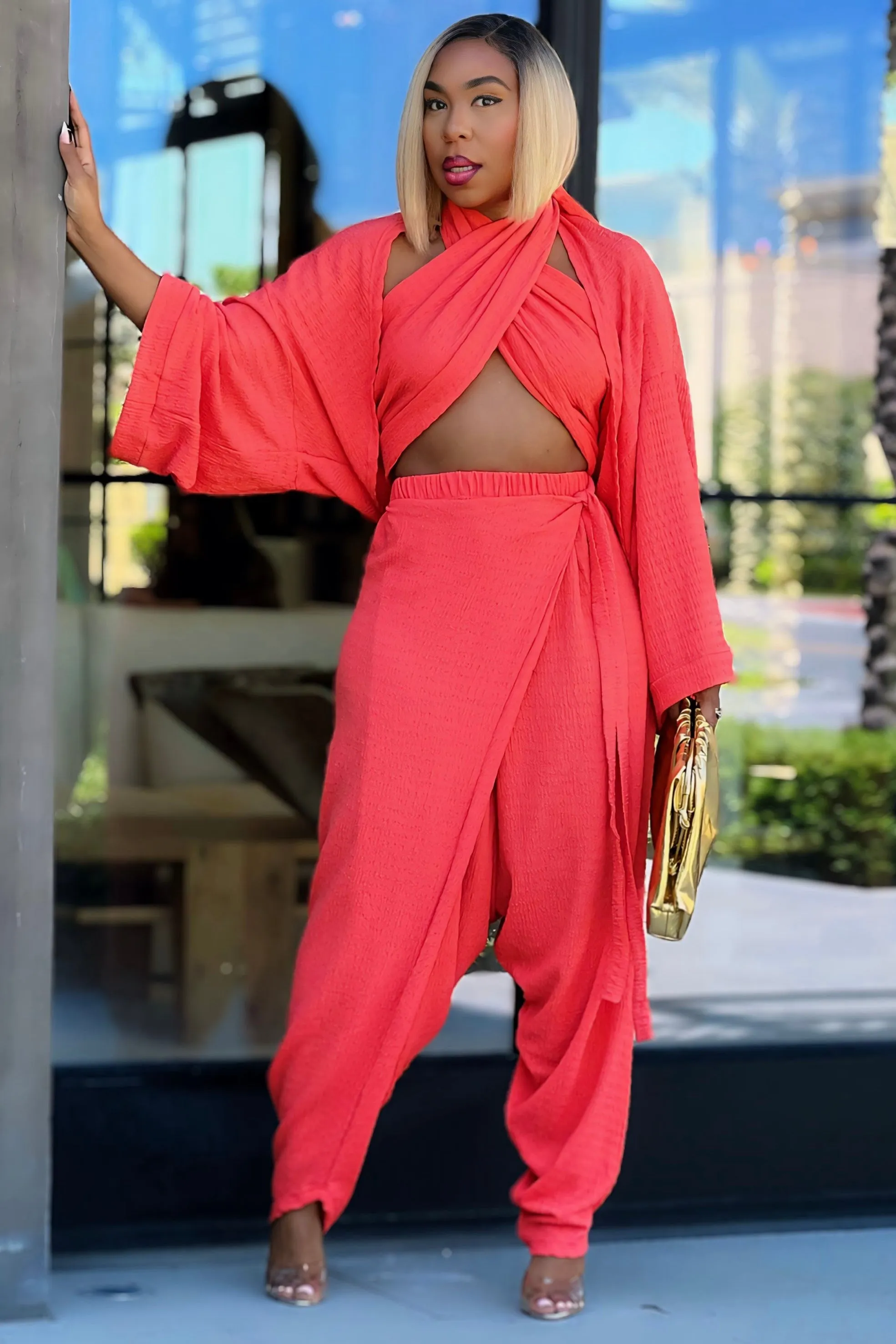 Karan Cozy Knit Three Piece Luxury Loungewear Set Non Slip Waistband NonSlipGrip