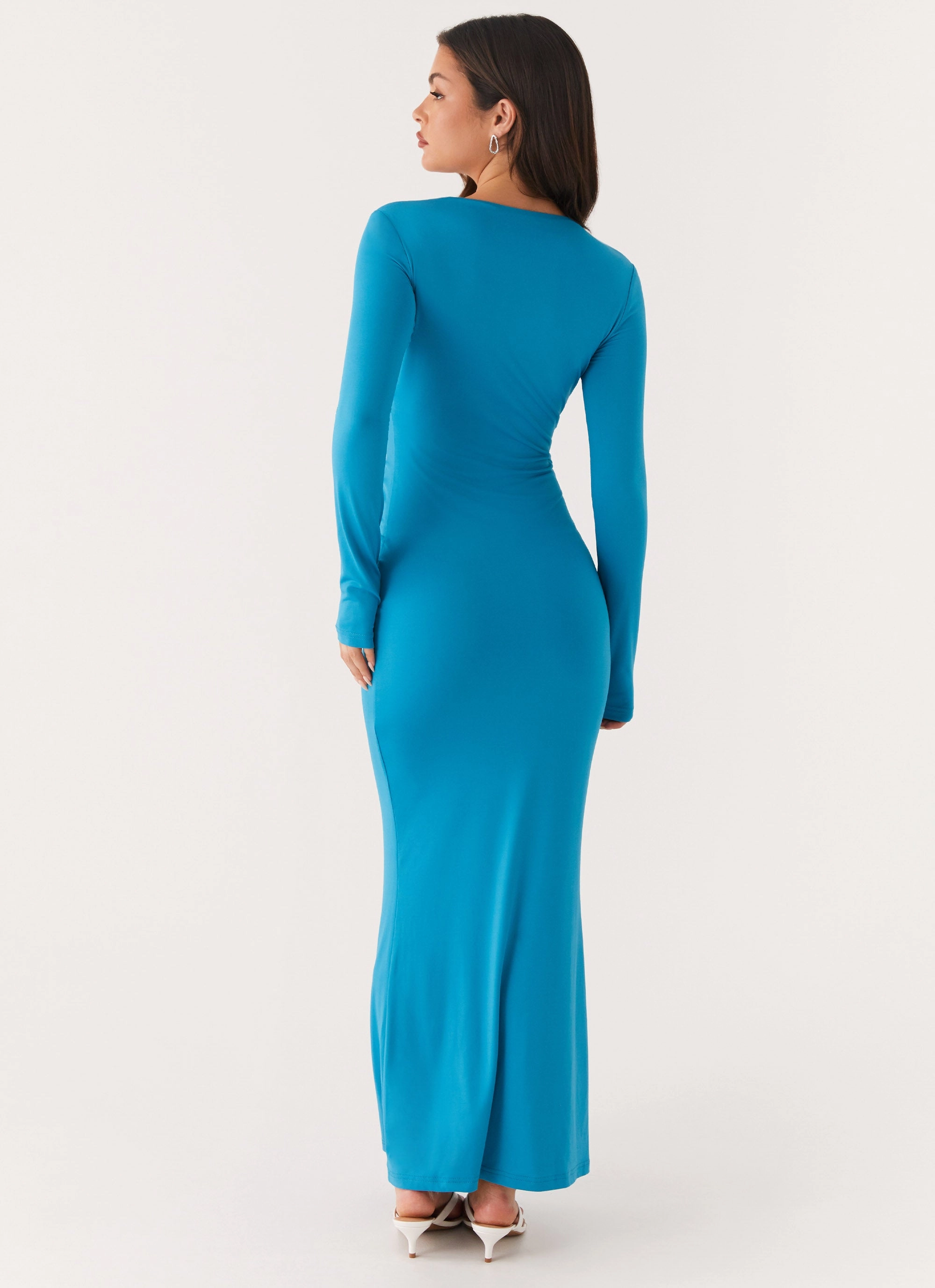 Miesha Long Sleeve Maxi Dress - Blue Matte Fabric