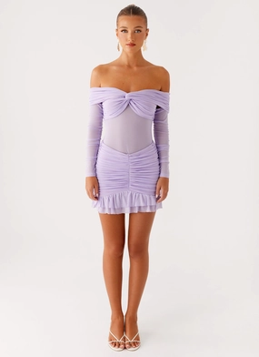 Street Motion Tiff Long Sleeve Mini Dress - Lilac