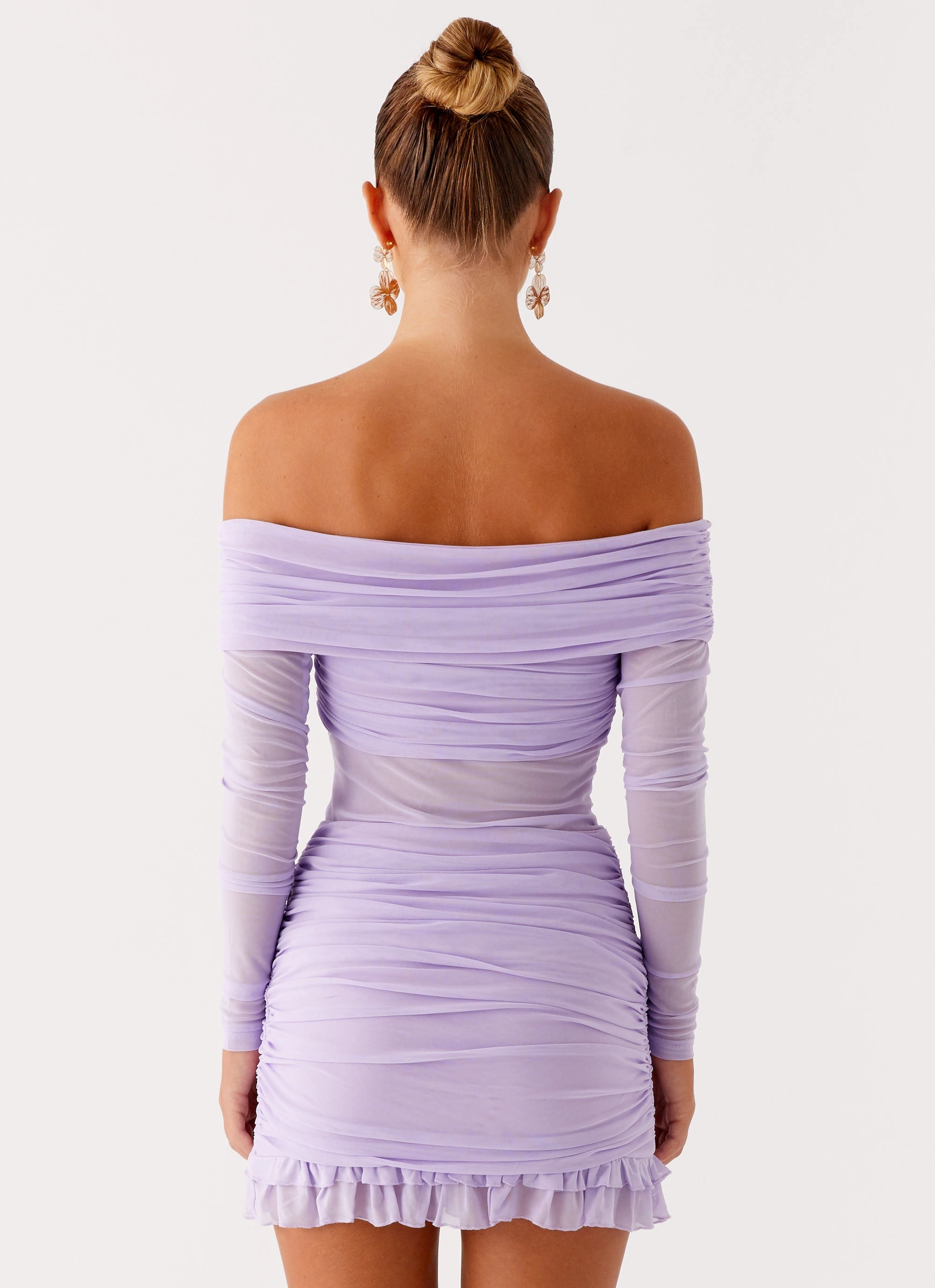 Tiff Long Sleeve Mini Dress - Lilac slim fit