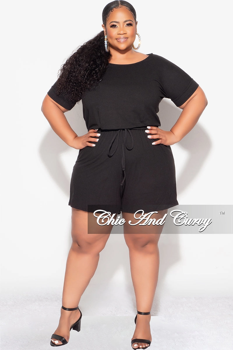 Final Sale Plus Size Romper in Black Active Design