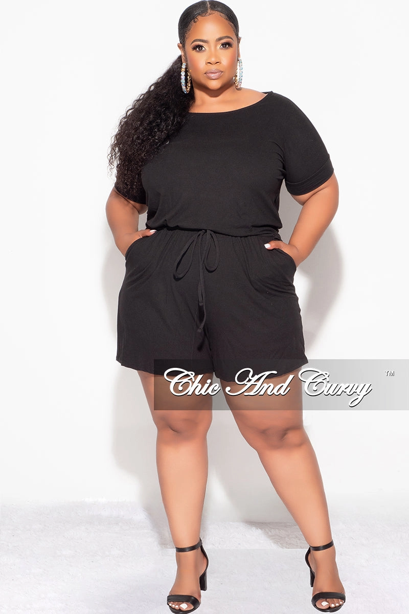 Final Sale Plus Size Romper in Black Sporty Appeal Flexible Fit