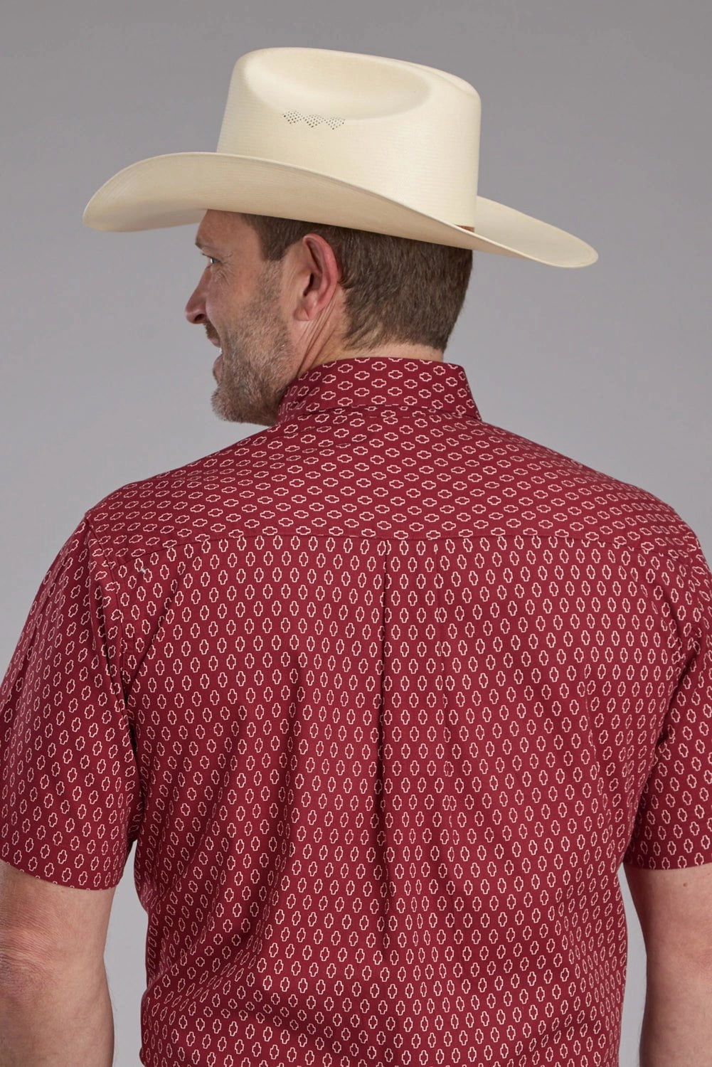 Wardrobe Staple Roper Mens Geo Print Red 100% Cotton S/S Shirt