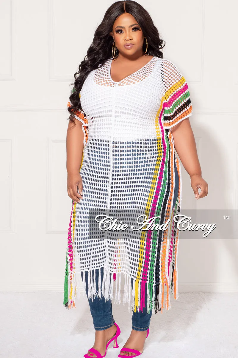 Slim Shape Seasonless wear Final Sale Plus Size Crochet Cover Up in White, Green, Fuchsia, Yellow, & Black
