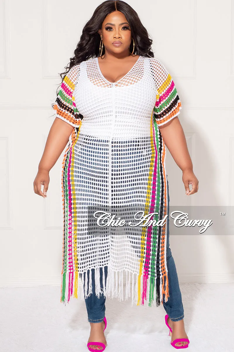Ready For Action Flex Fit Final Sale Plus Size Crochet Cover Up in White, Green, Fuchsia, Yellow, & Black