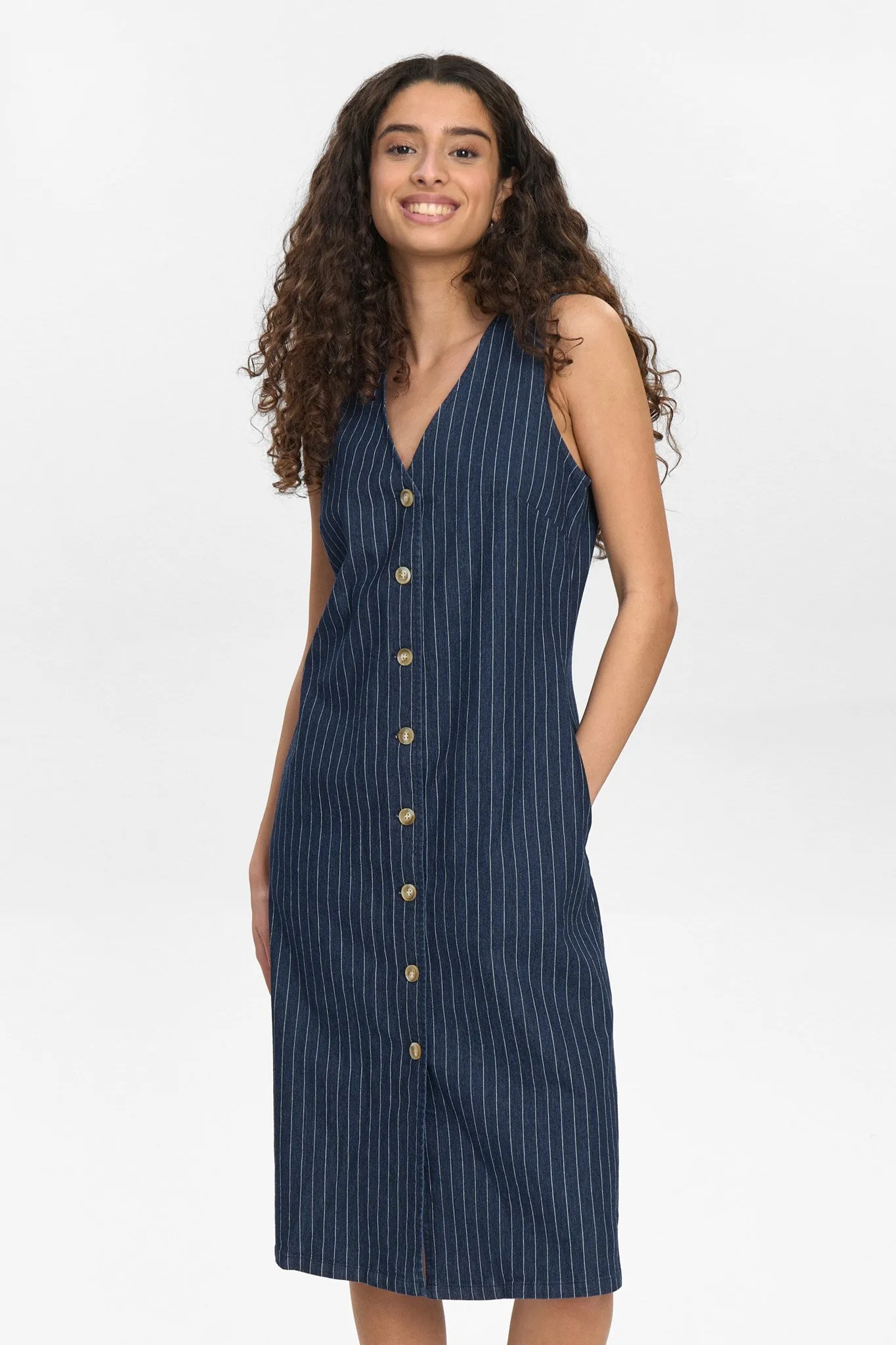 NUVIBEKE DRESS - Medium Blue Denim Fashionable Style