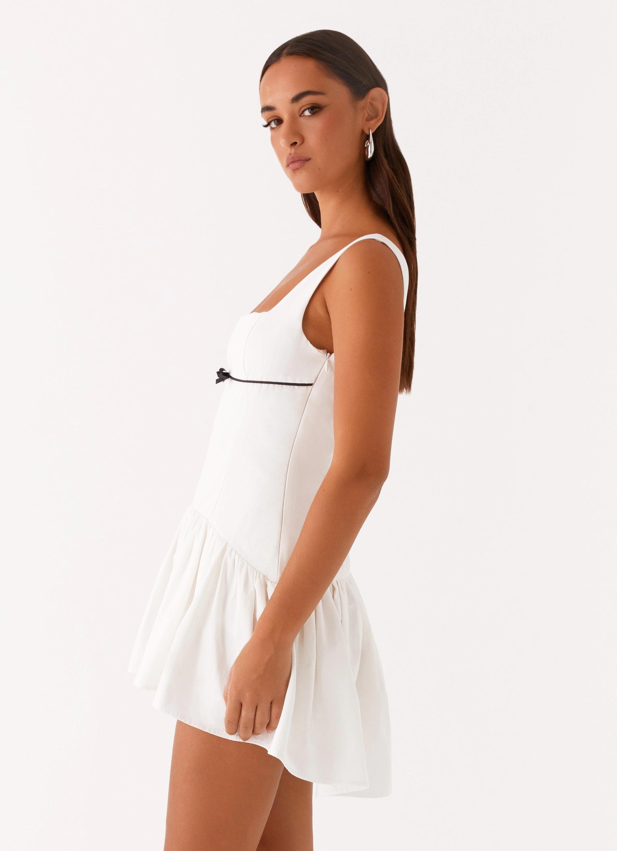 Jolene Mini Dress - White Wrinkle-Resistant Urban Edge