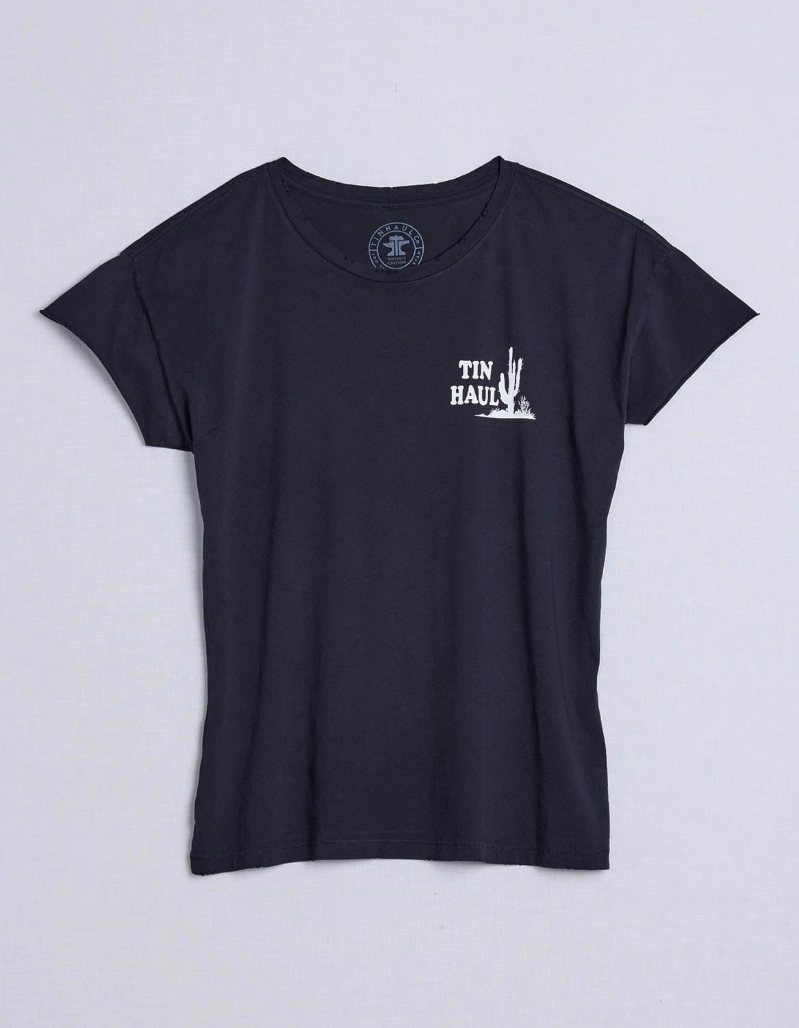 Fall Foliage Tin Haul Womens Left Chest Cactus Vintage Black 100% Cotton S/S T-Shirt