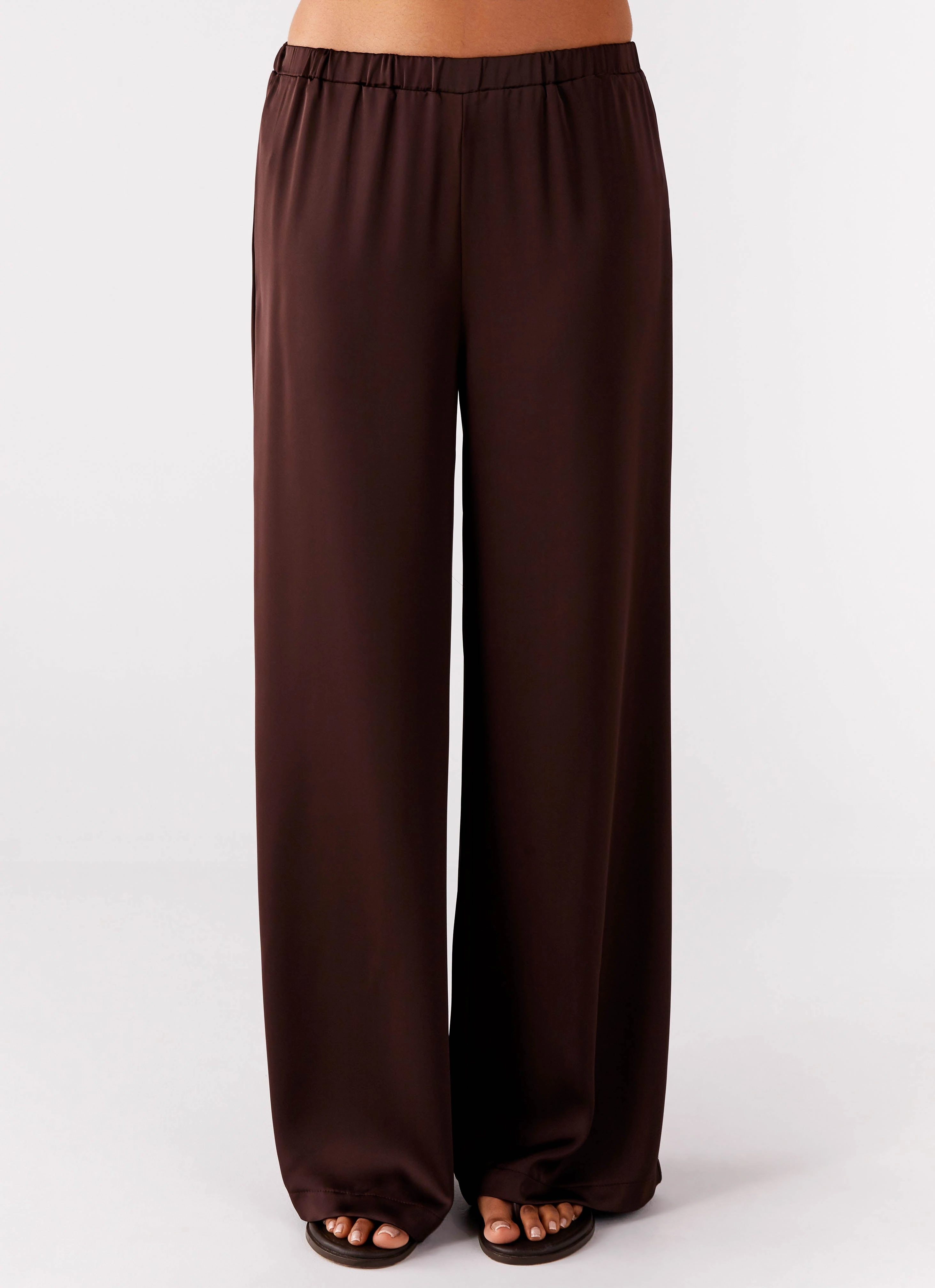 Palm Cove Satin Pants - Chocolate Non Restrictive