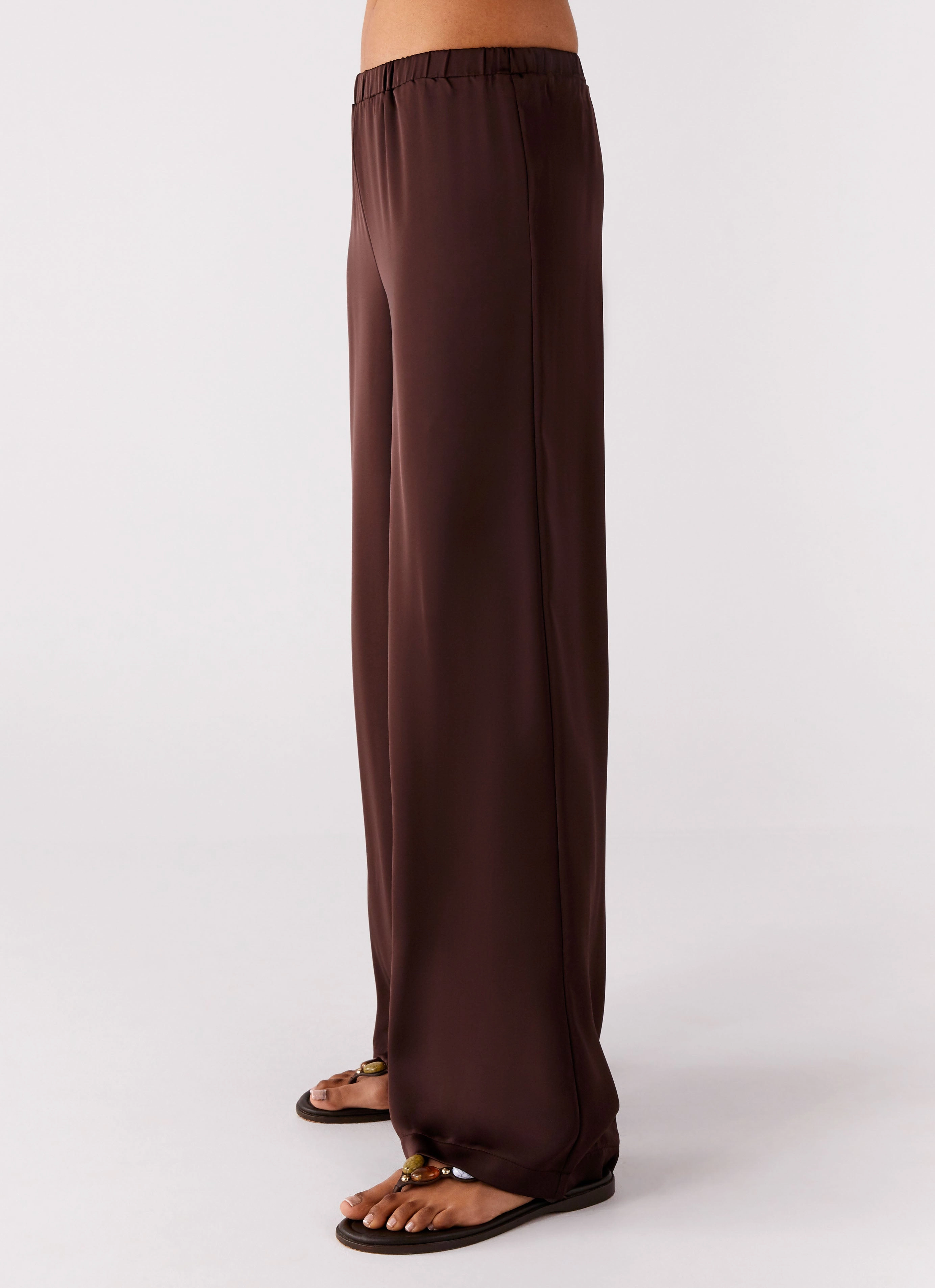 Palm Cove Satin Pants - Chocolate Crisp Finish