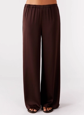 Palm Cove Satin Pants - Chocolate Non Restrictive