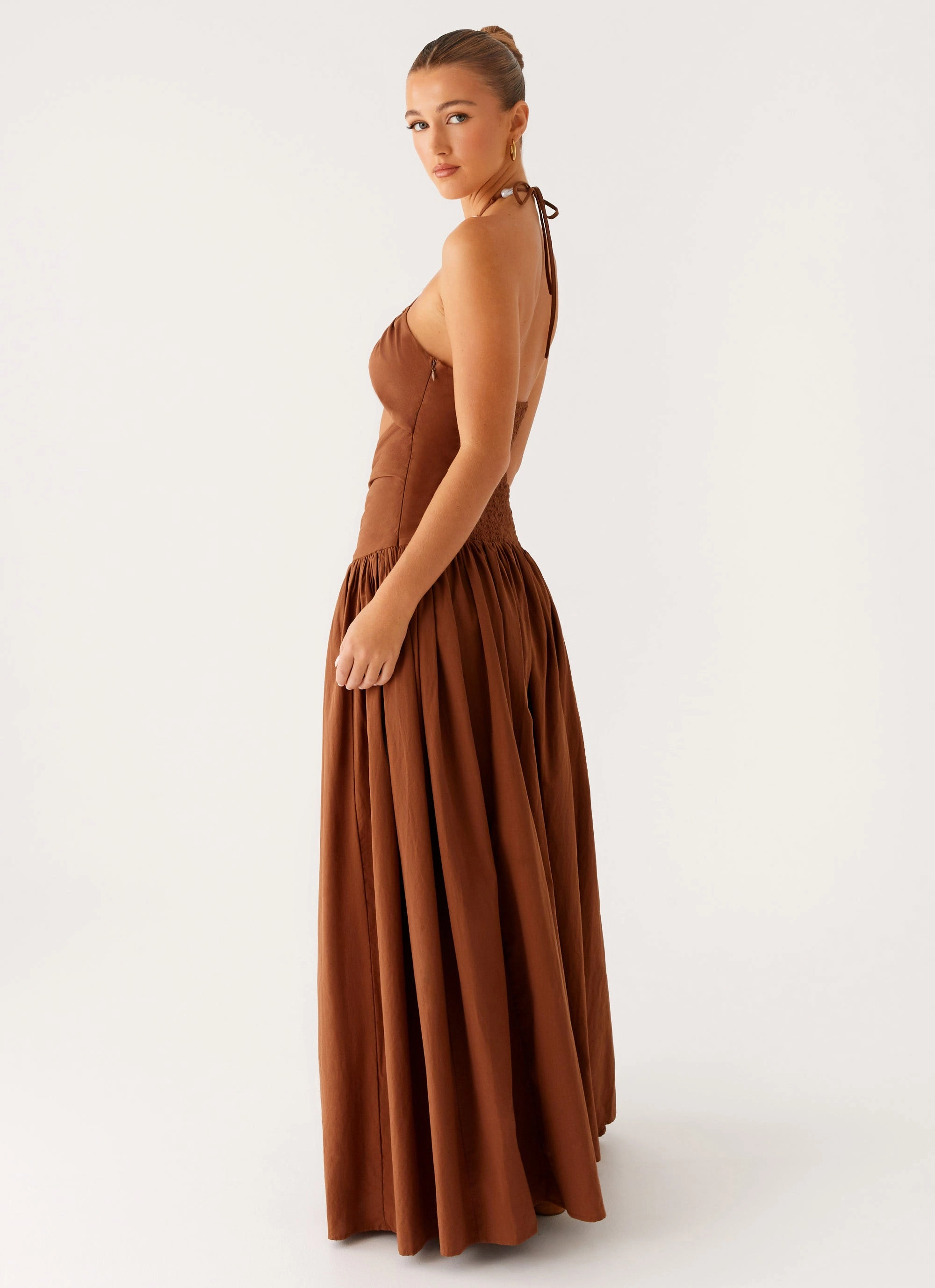 Textured Look Pure Elegance Paltrow Maxi Dress - Chocolate