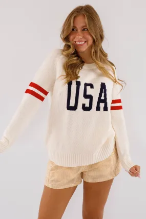 Soft Touch Fabric Stretchable Waistband Party In The USA Sweater