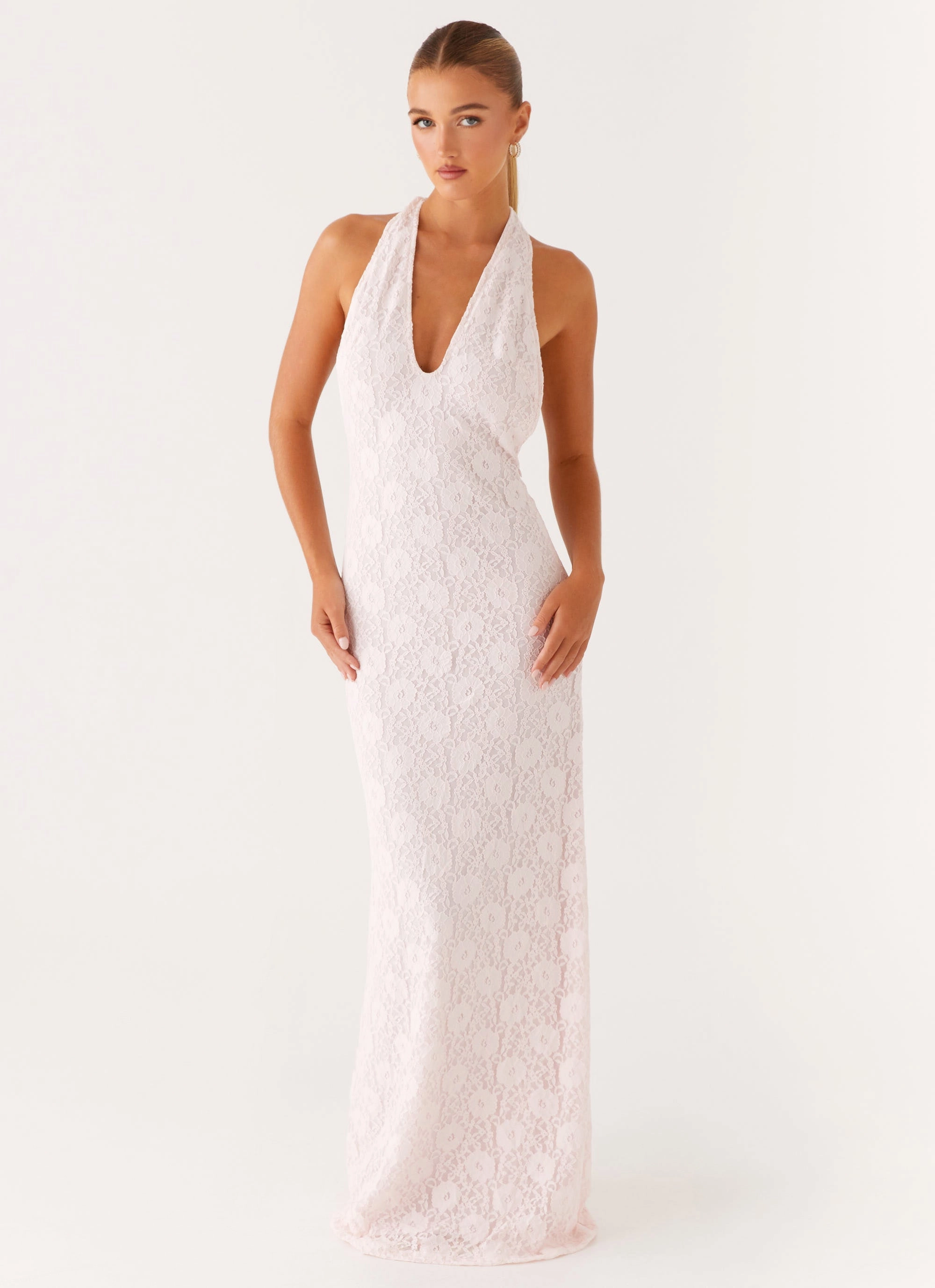 Carly Maxi Dress - Pink Velvet-Sleeve Evening Ready